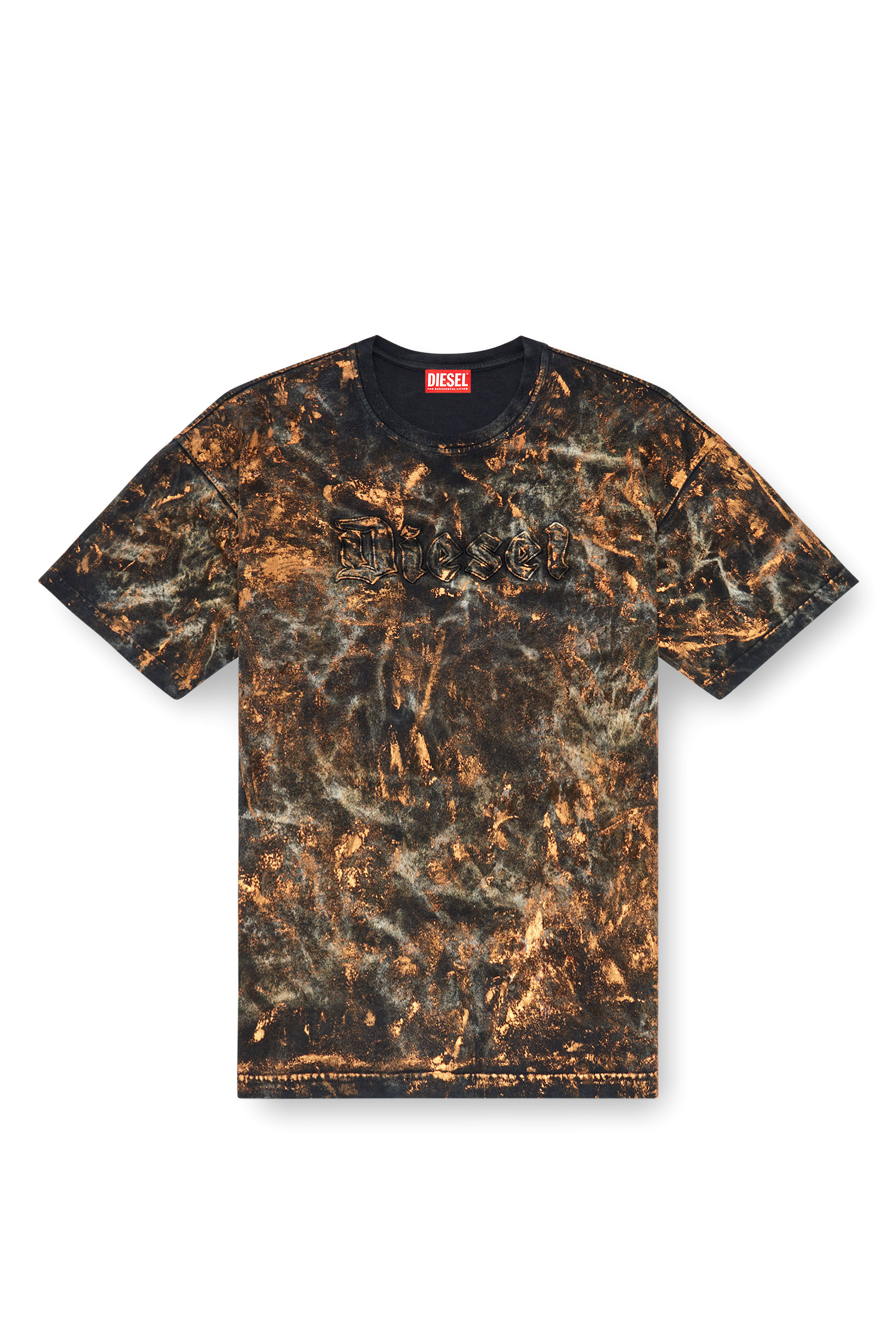 Diesel - T-BOXT-Q12, T-shirt effetto dirt con logo Uomo in Marrone - 3