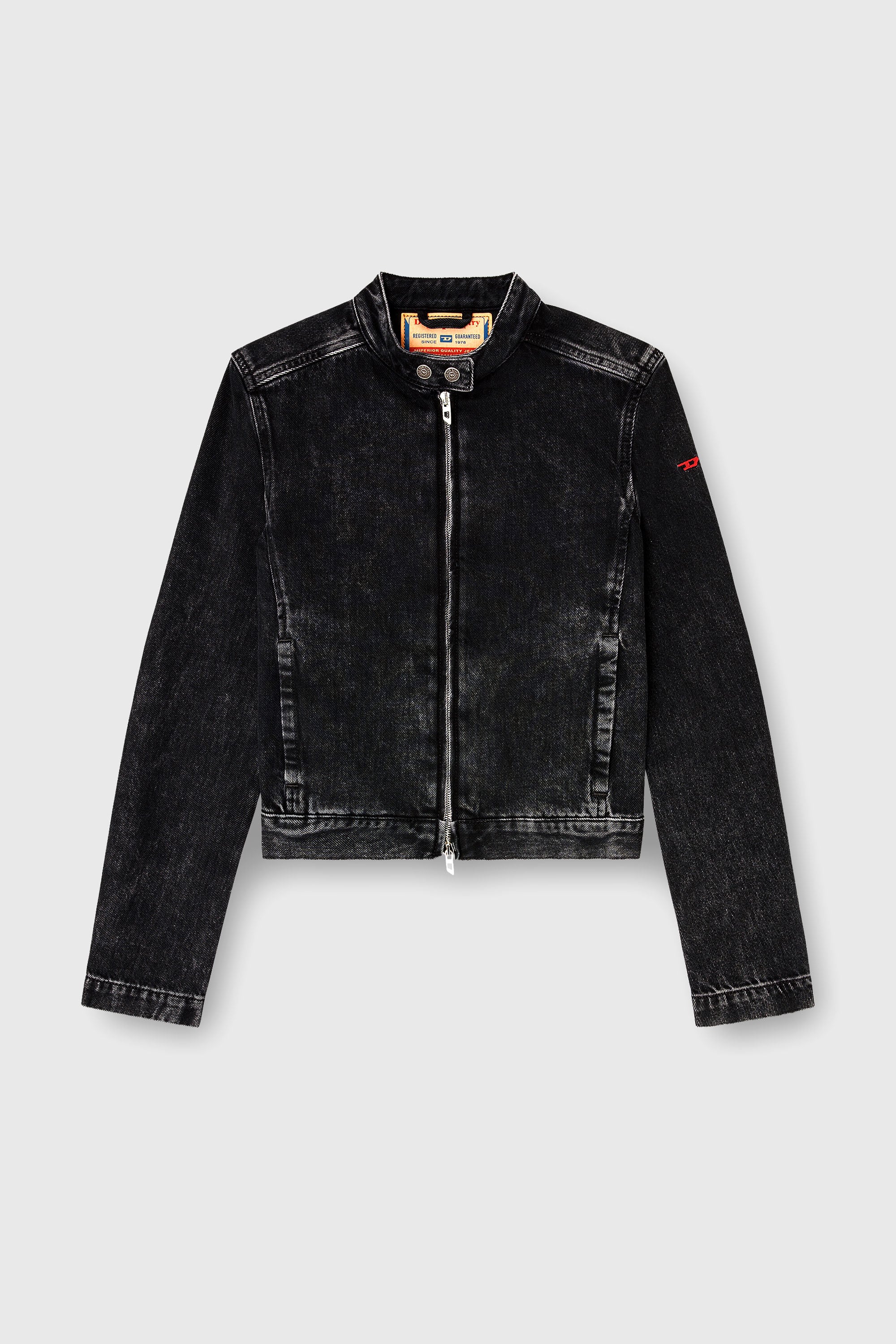 Diesel - DE-MORNIN, Blouson motard en denim en denim &agrave; lavage propre Femme in Noir - 2