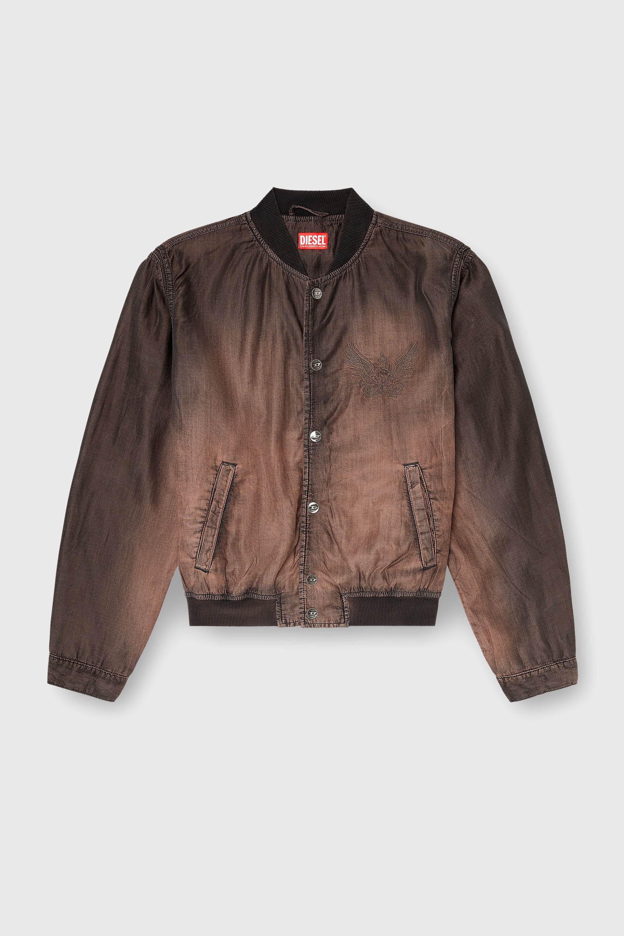 Diesel - D-BELMOR-S, Herren Bomberjacke aus flie&szlig;endem, beschichtetem Denim in Braun - 2