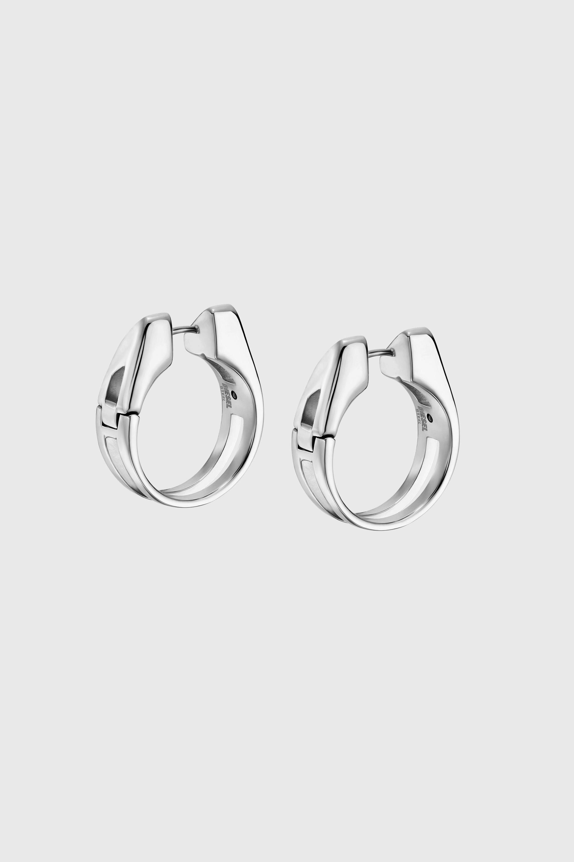 Diesel - DX1739040, Cr&eacute;oles en acier inoxydable serties de pav&eacute; Mixte in Gris argent&eacute; - 3