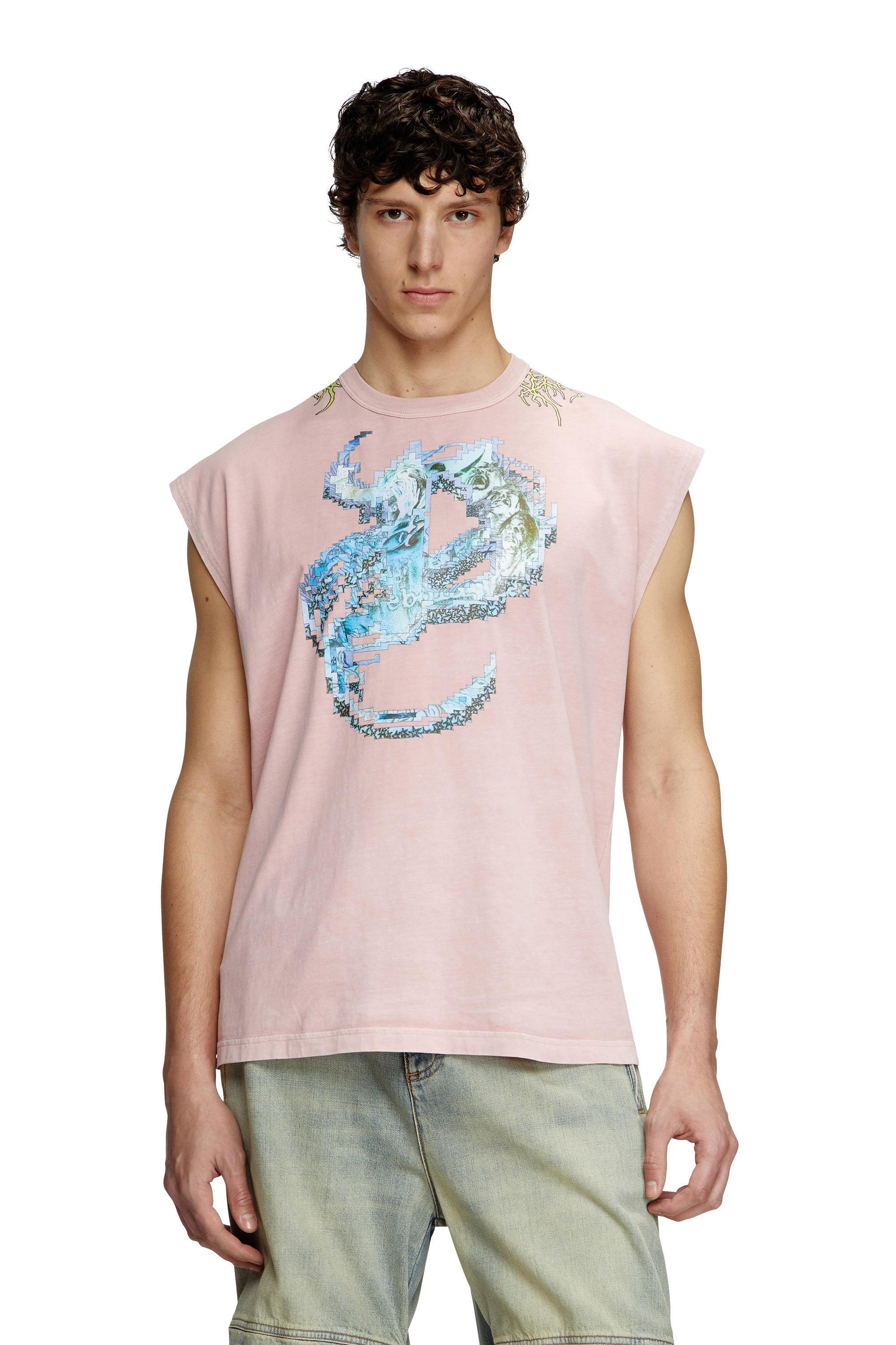 Diesel - T-BOXT-SL-R1, Tank top con grafiche tattoo Uomo in Rosa - 1