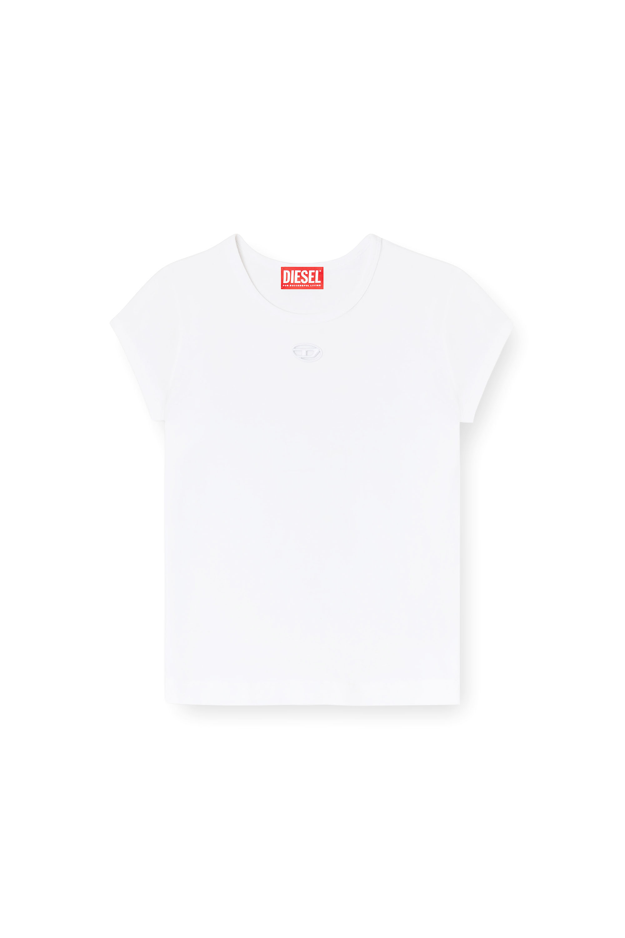 Diesel - T-ANGIE-OD, T-shirt avec logo d&eacute;coup&eacute; brod&eacute; Femme in Blanc - 3
