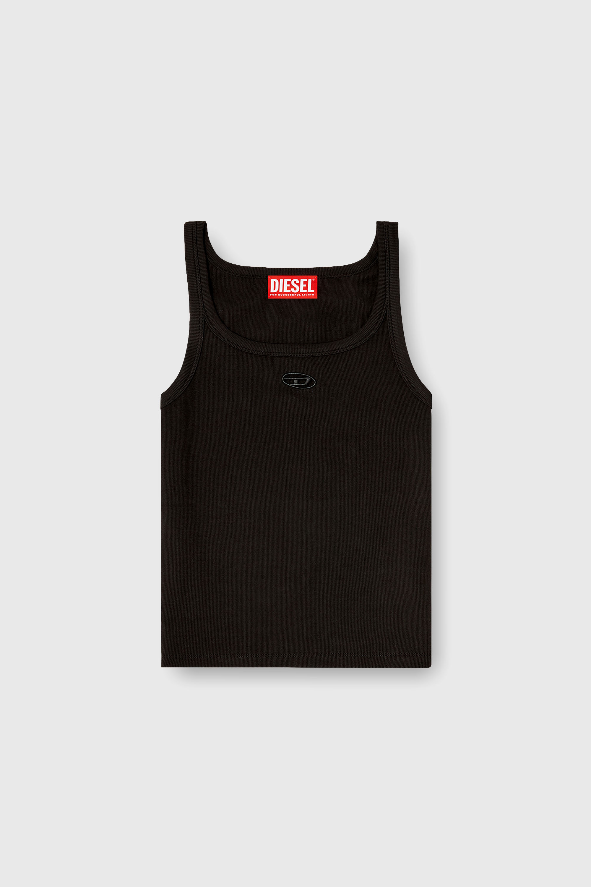 Diesel - T-WIFE-OD, Woman's Slim tank top with laser-cut Oval D in Black - 2