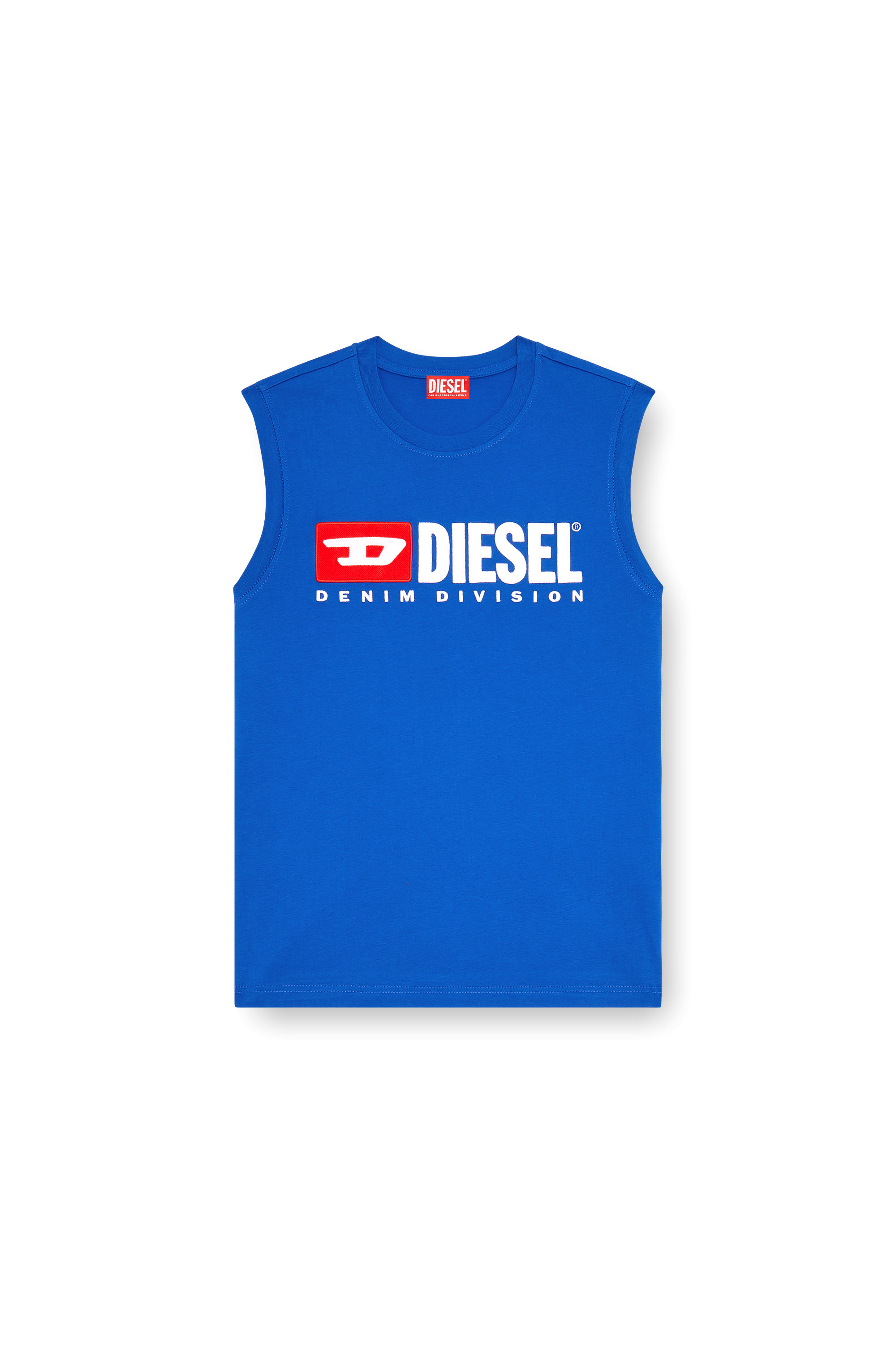 Diesel - T-ISCO-DIV, Homme Débardeur avec logo imprimé sur le devant in Bleu - Image 3