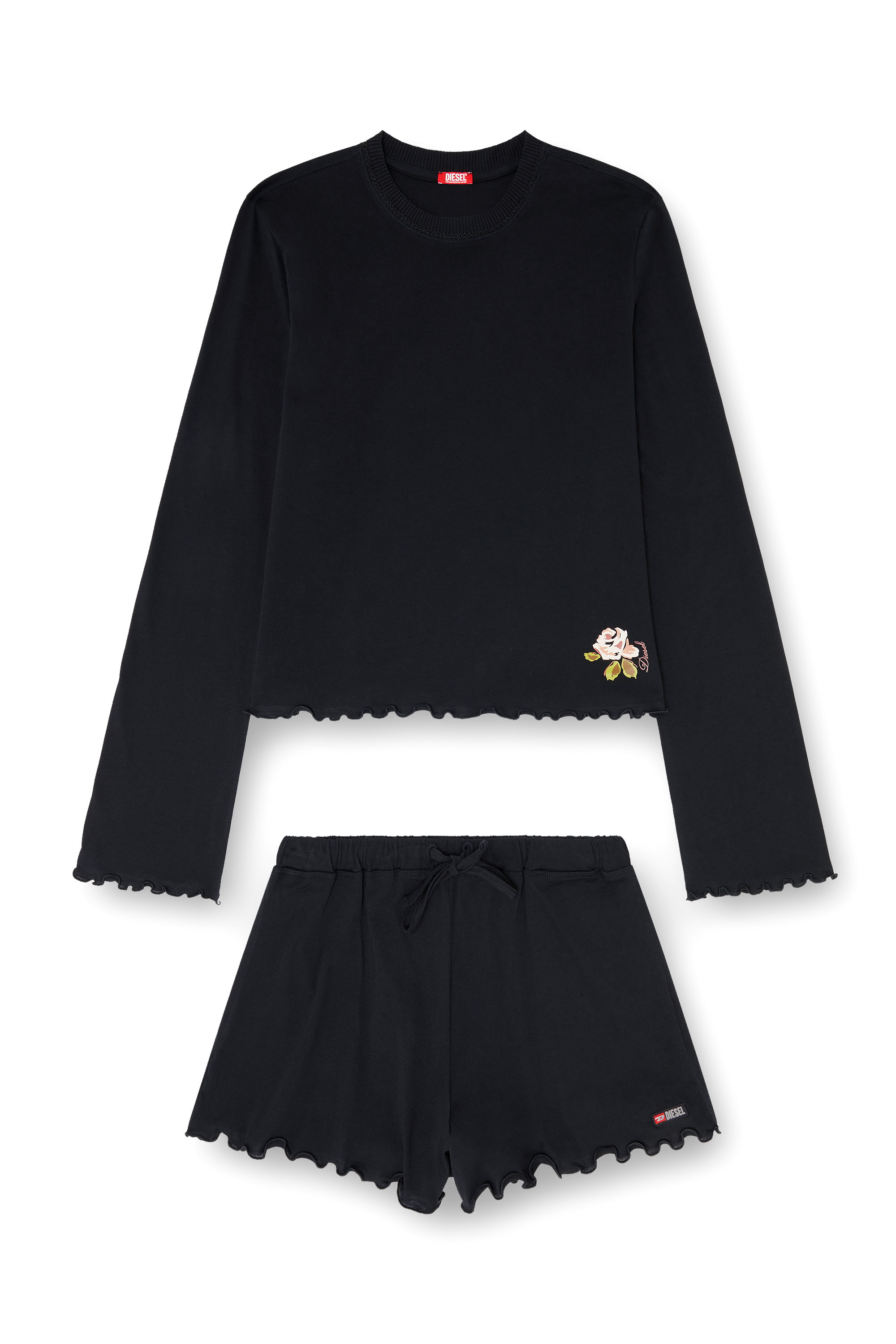 Diesel - SET-LORELAI-D-CORE, Ensemble pyjama en coton avec d&eacute;tail fleuri Femme in ToBeDefined - 2