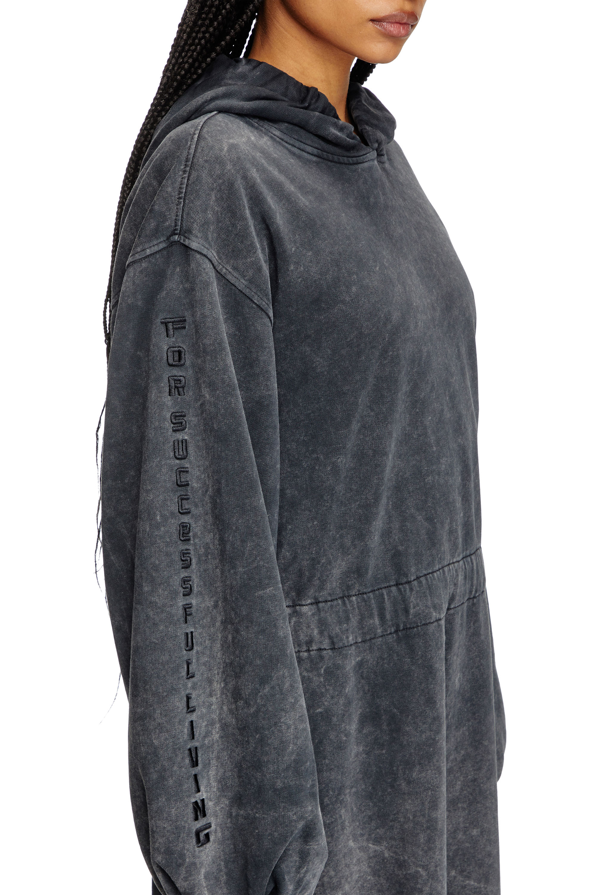 Diesel - D-QUIND, Robe midi à capuche avec forme balloon Femme in Gris - 5