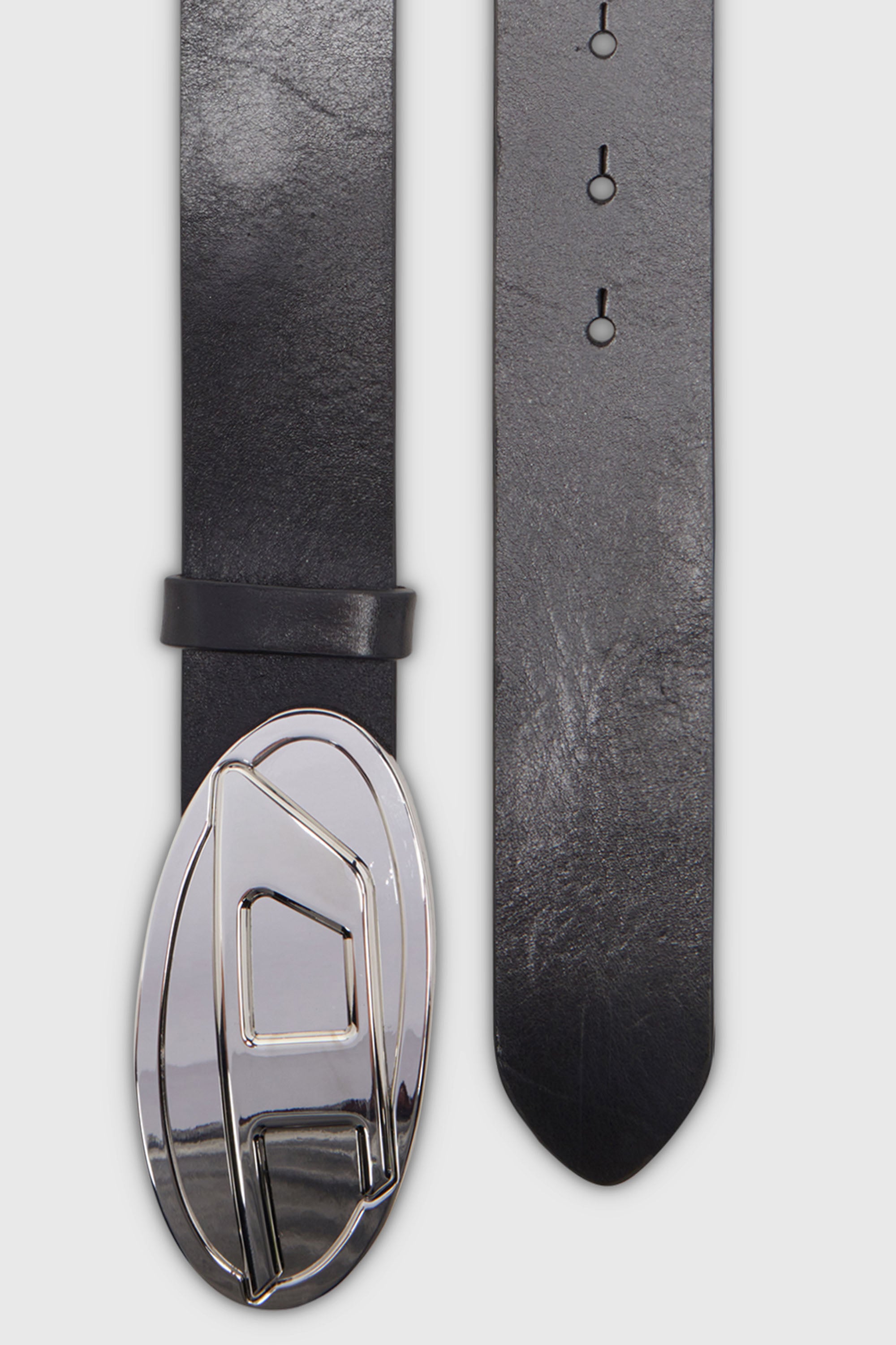 Diesel - B-1DR 2.0, Ceinture 4 cm en cuir avec plaque Oval D Femme in Noir - 2