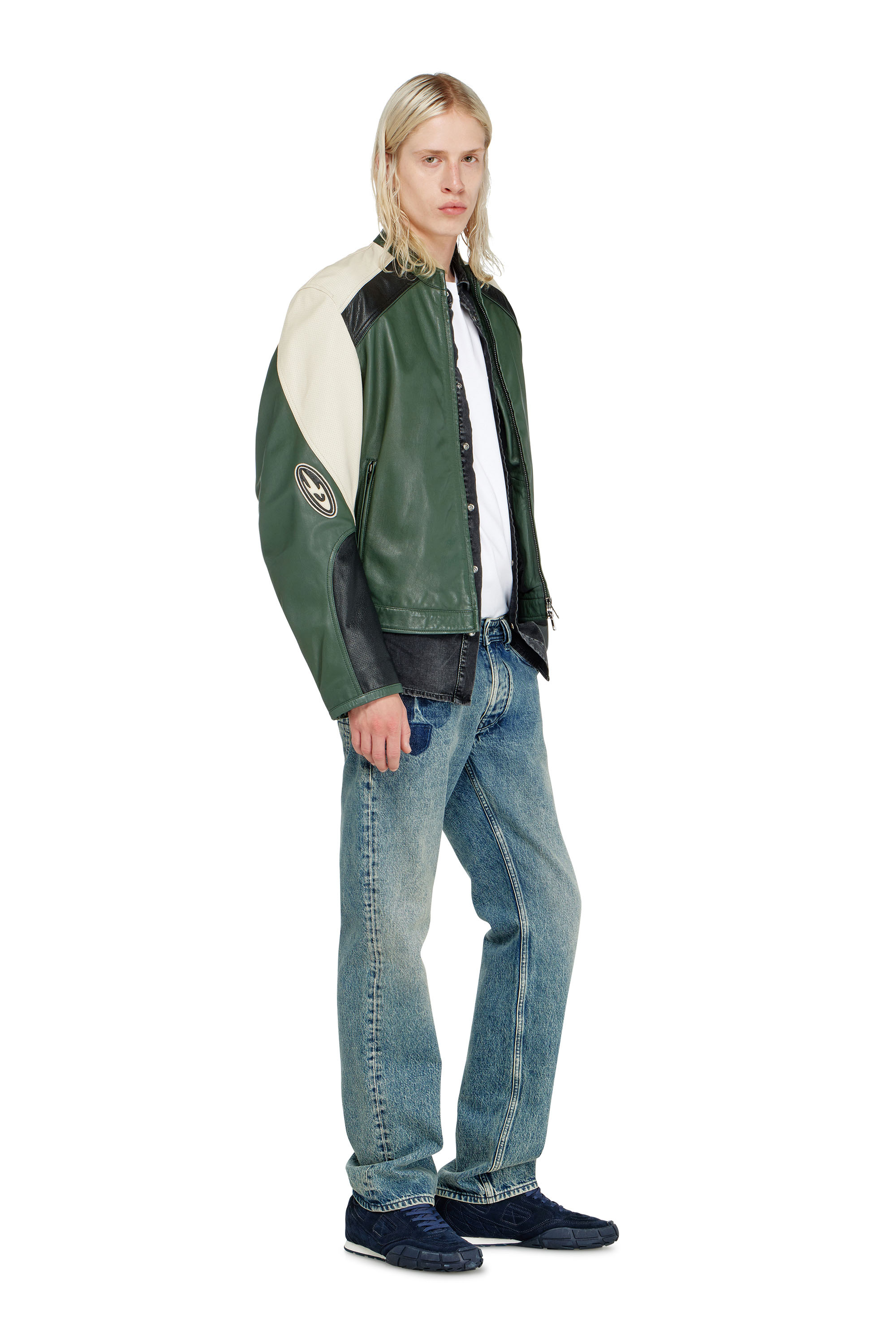 Diesel - L-AHTI, Giacca biker in pelle colour-block Uomo in ToBeDefined - 2