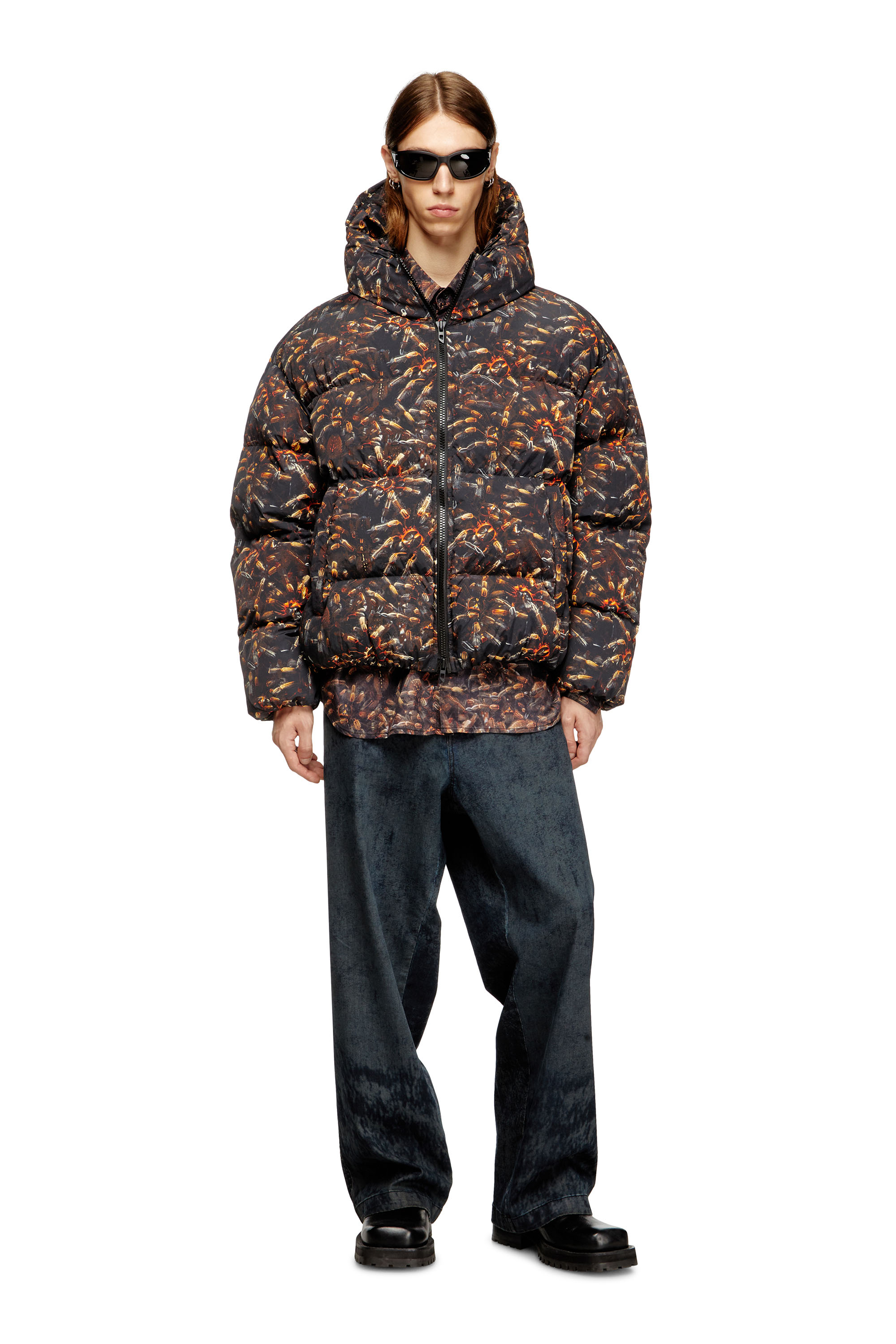 Diesel - W-SPIDER, Piumino con cappuccio e stampa spider Uomo in Multicolor - 2