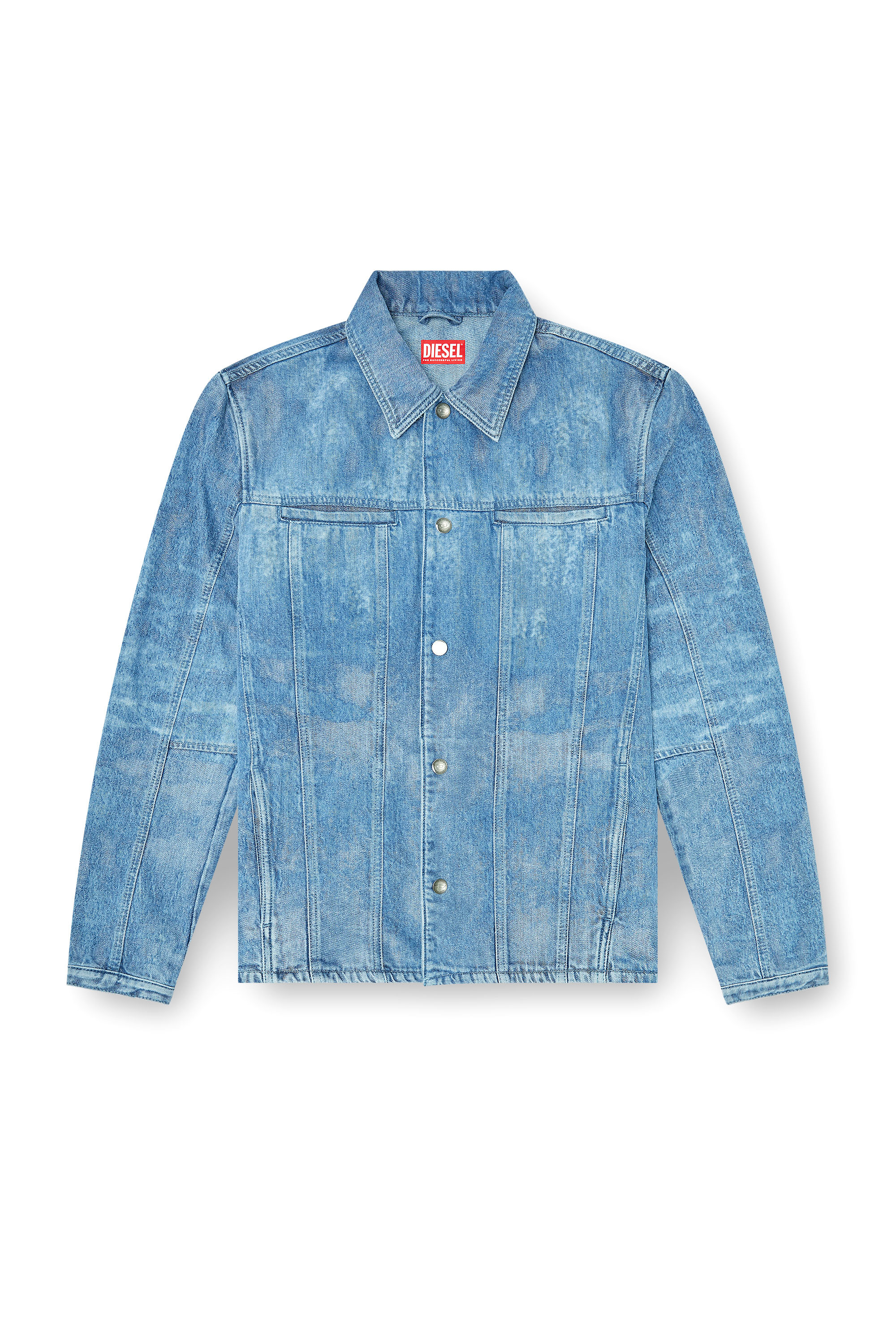 Diesel - D-SERON-FSI, Veste en denim satin&eacute; Homme in Bleu - 3