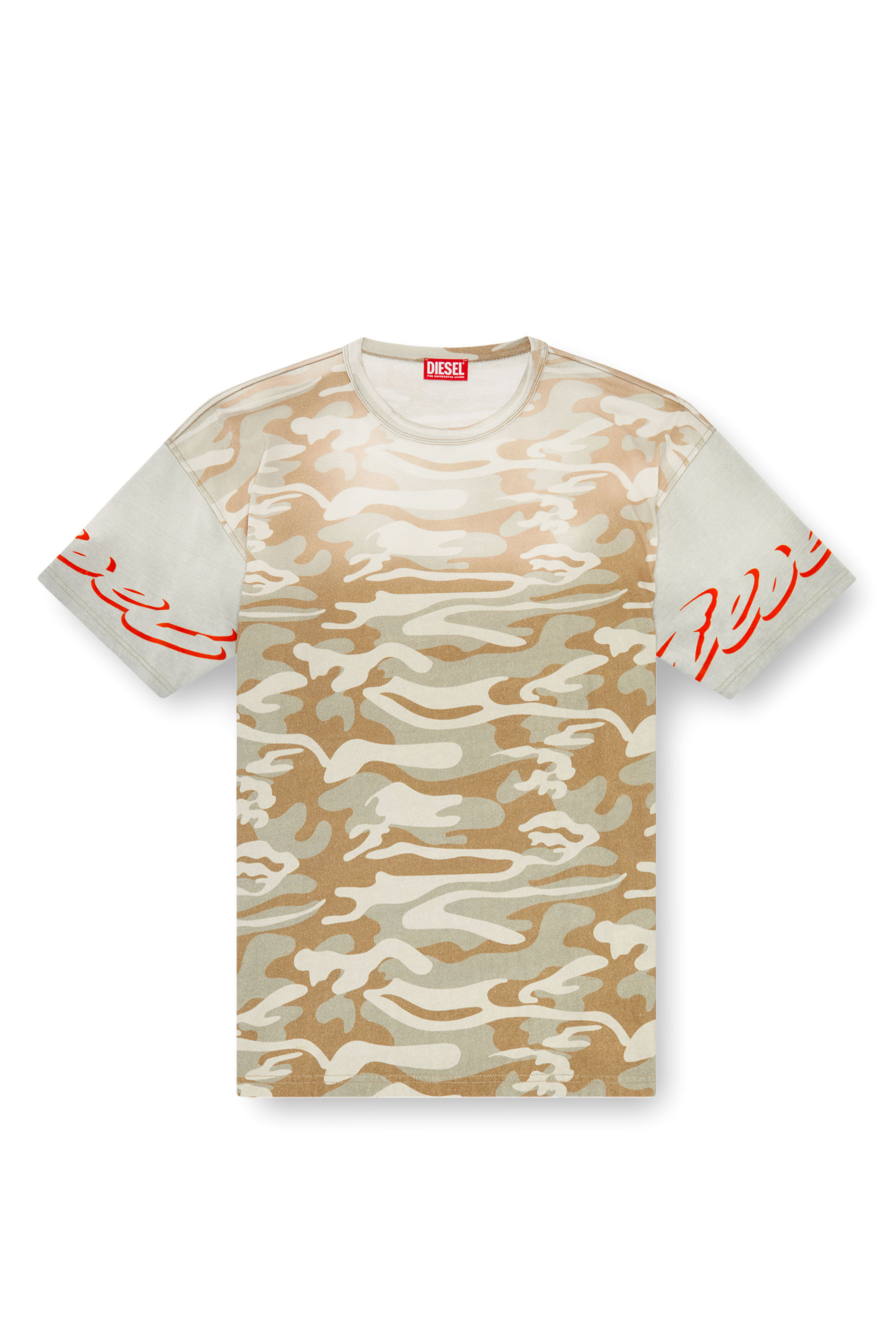 Diesel - T-BOXT-Q11, T-shirt camouflage délavé avec logo floqué Homme in Polychrome - 3