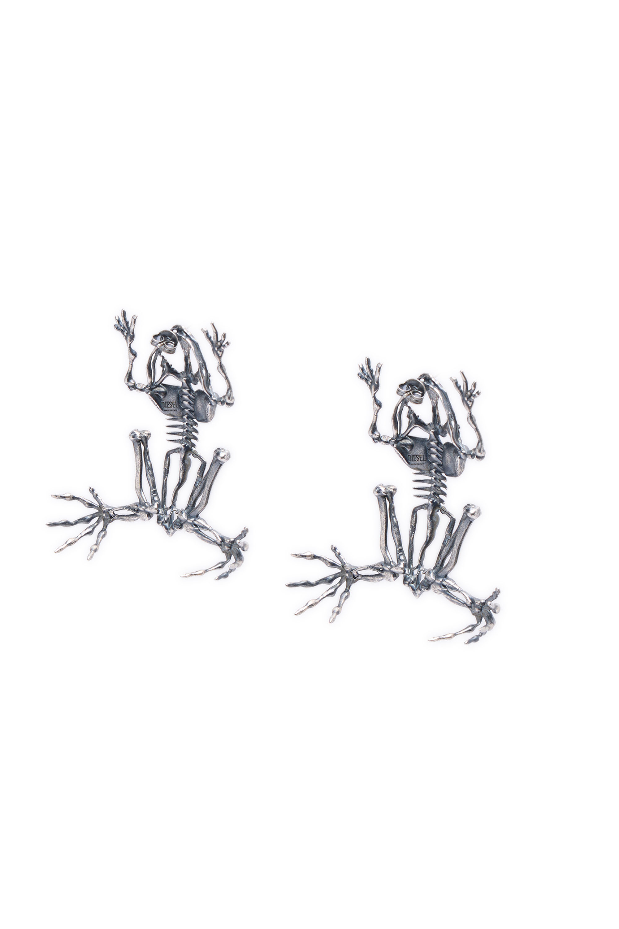 Diesel - EARRINGS FROG, Damen Metallohrringe mit Skeletteffekt in Silber - 2