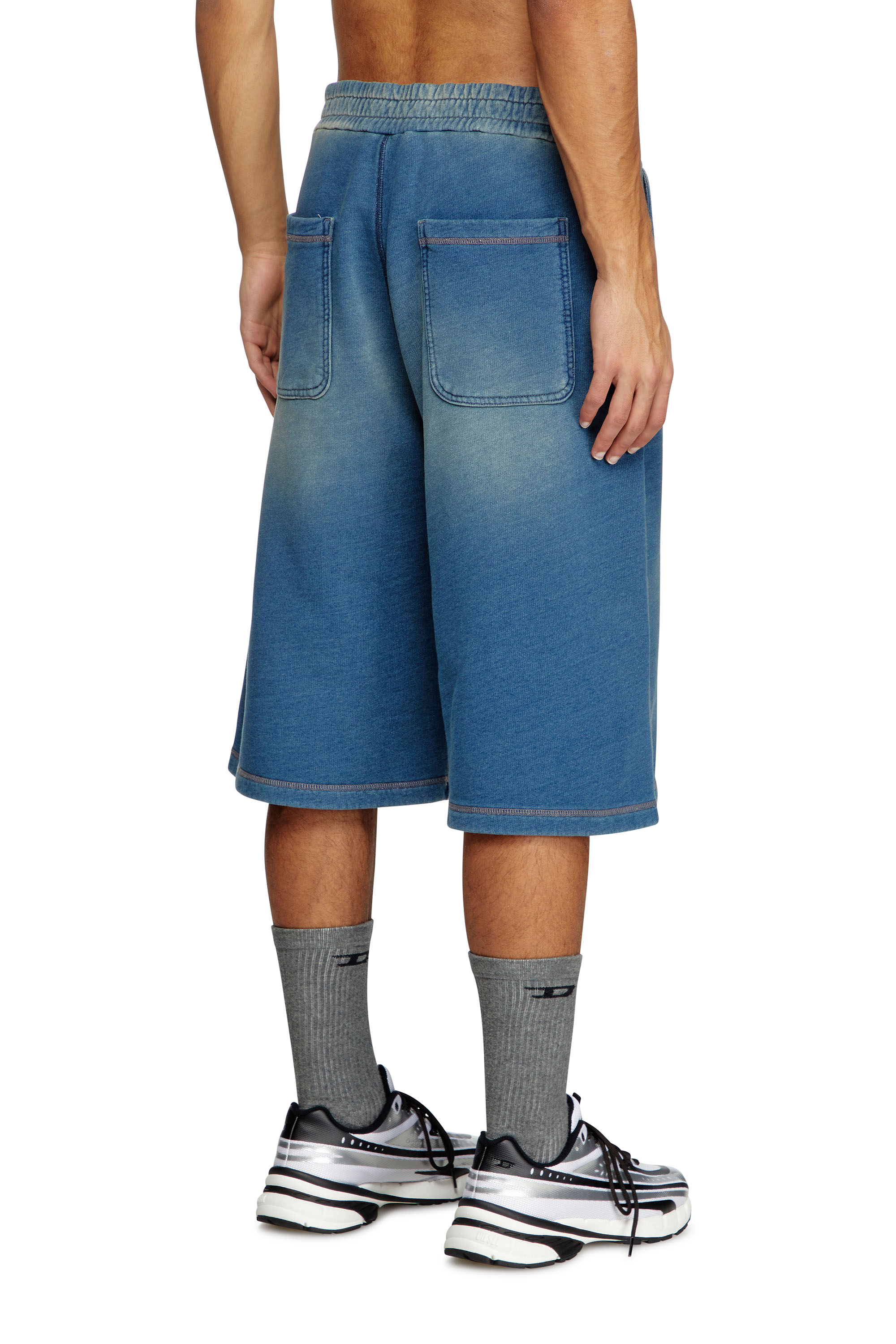 Diesel - P-CERCHIO, Herren Verblasste Indigo-Sweatshorts in Blau - 4