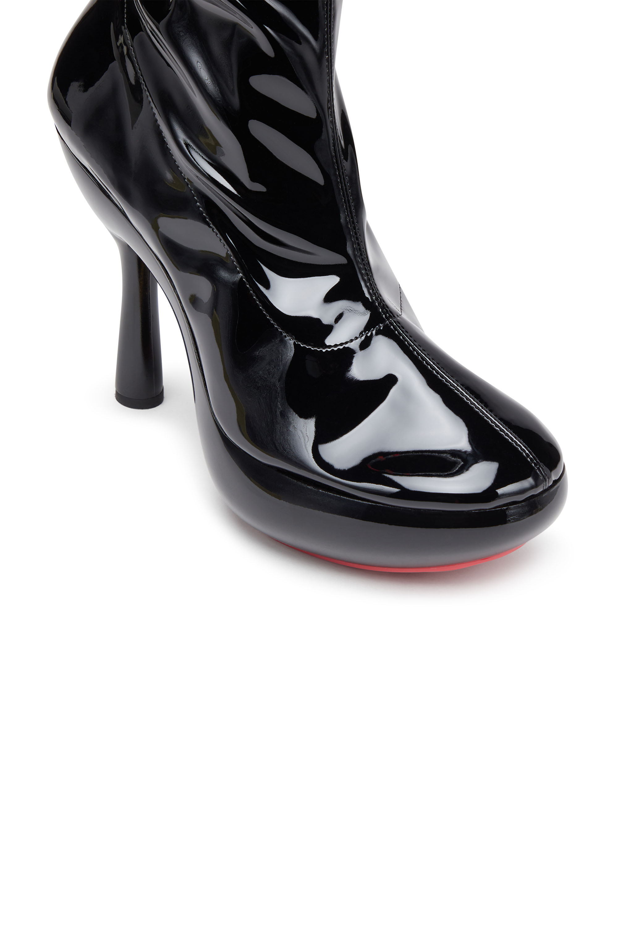 Diesel - D-LAKE PLATFORM MIDB ZIP  STRETCH, D-Lake-Bottines à plateforme en PU stretch verni Femme in Noir - 4