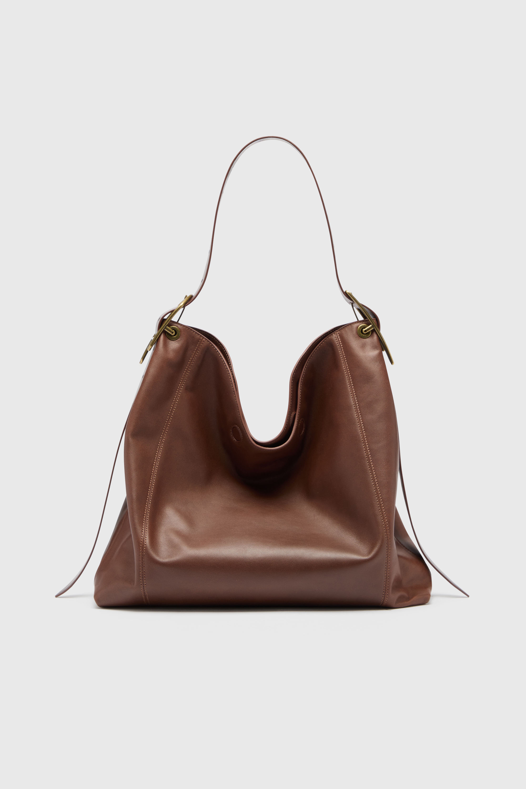 Diesel - D-LINE HOBO L, D-Line Sac hobo en cuir Femme in Marron - 1