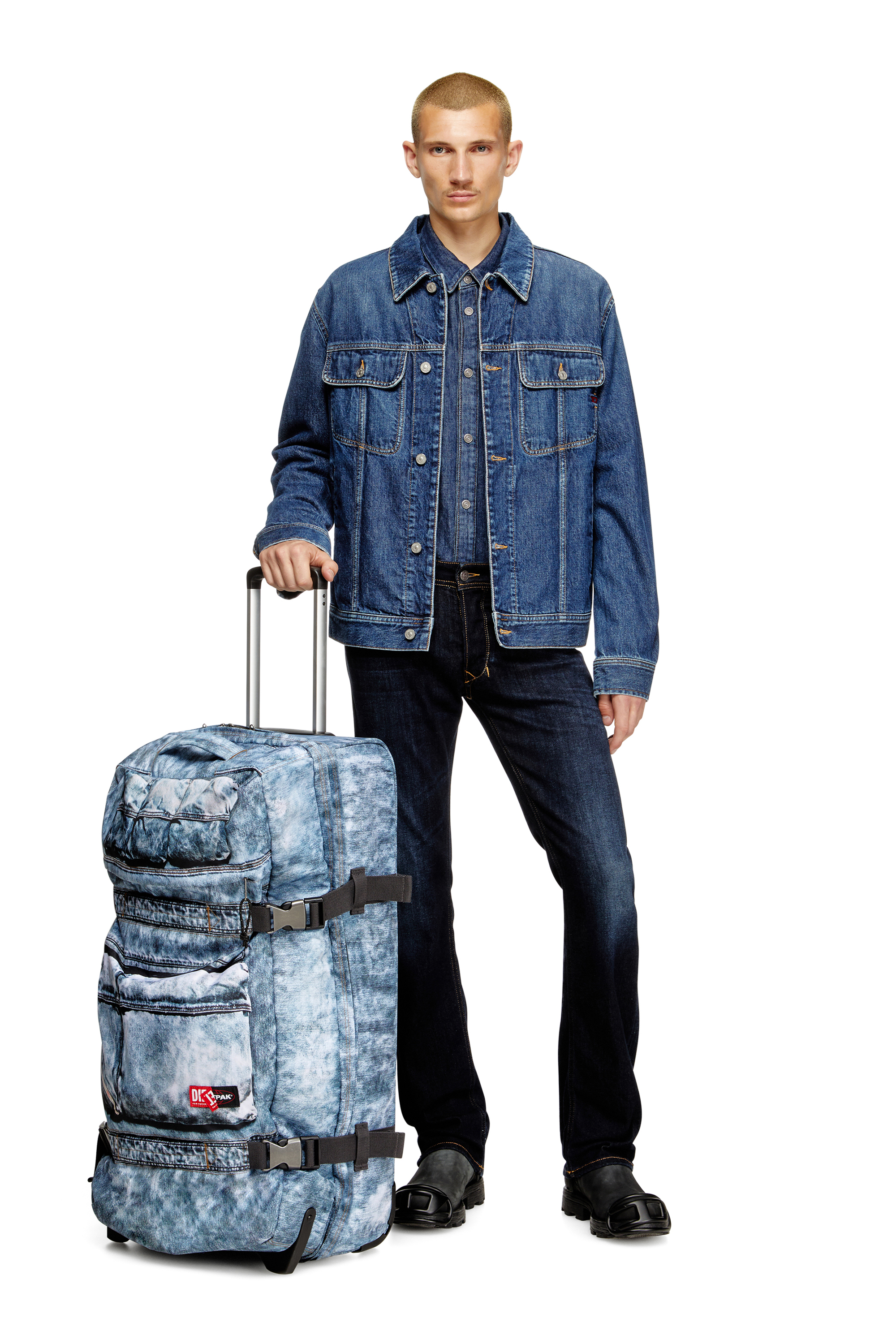 Diesel - DIESEL TRANSIT'R L, Trolley da viaggio in denim trompe l'oeil Unisex in Blu - 6