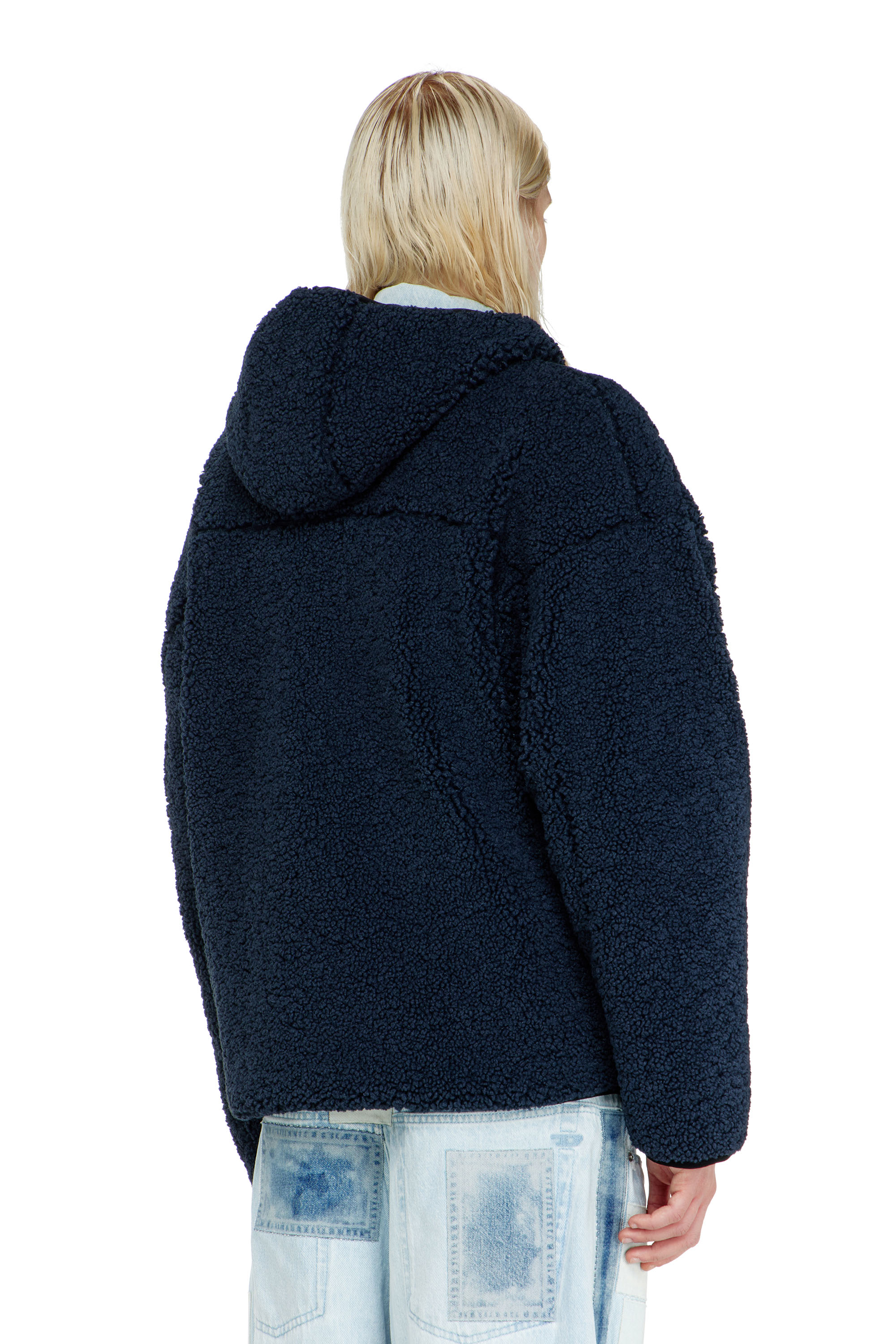 Diesel - S-ZAT, Veste &agrave; capuche en peluche Homme in Bleu - 4