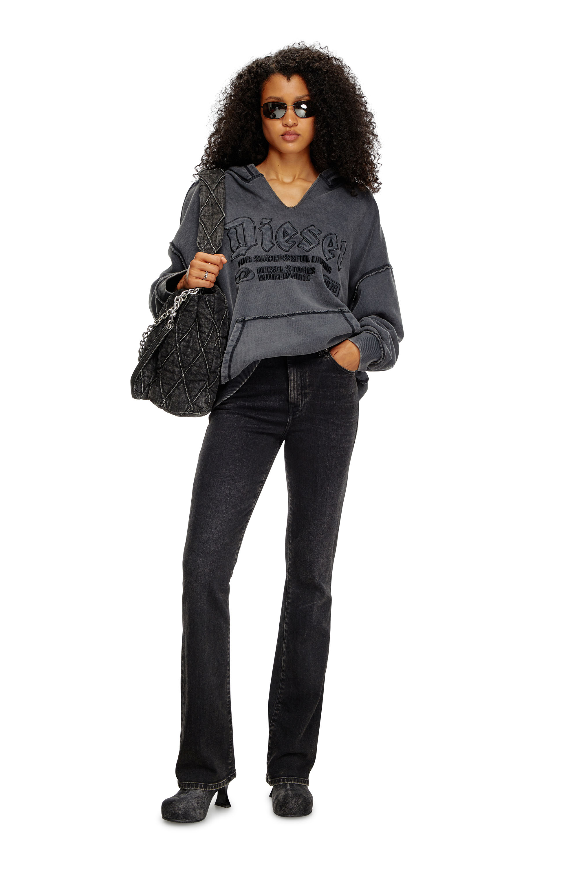 Diesel - Bootcut Jeans 2003 D-Escription 09I30 Donna, Nero/Grigio scuro - Image 1