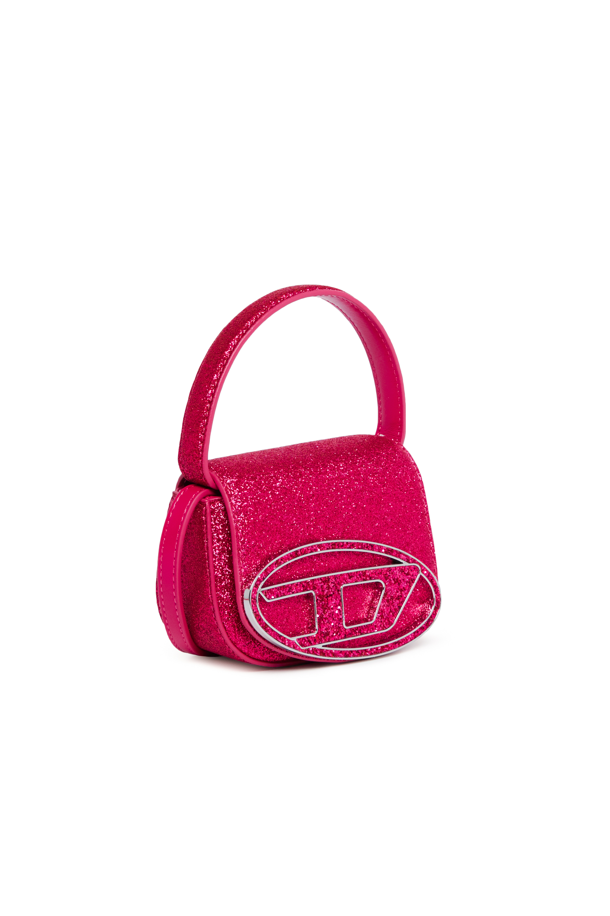 Diesel - 1DR XS, Damen Ikonische Minitasche aus Glitzerstoff in Rosa - Image 3