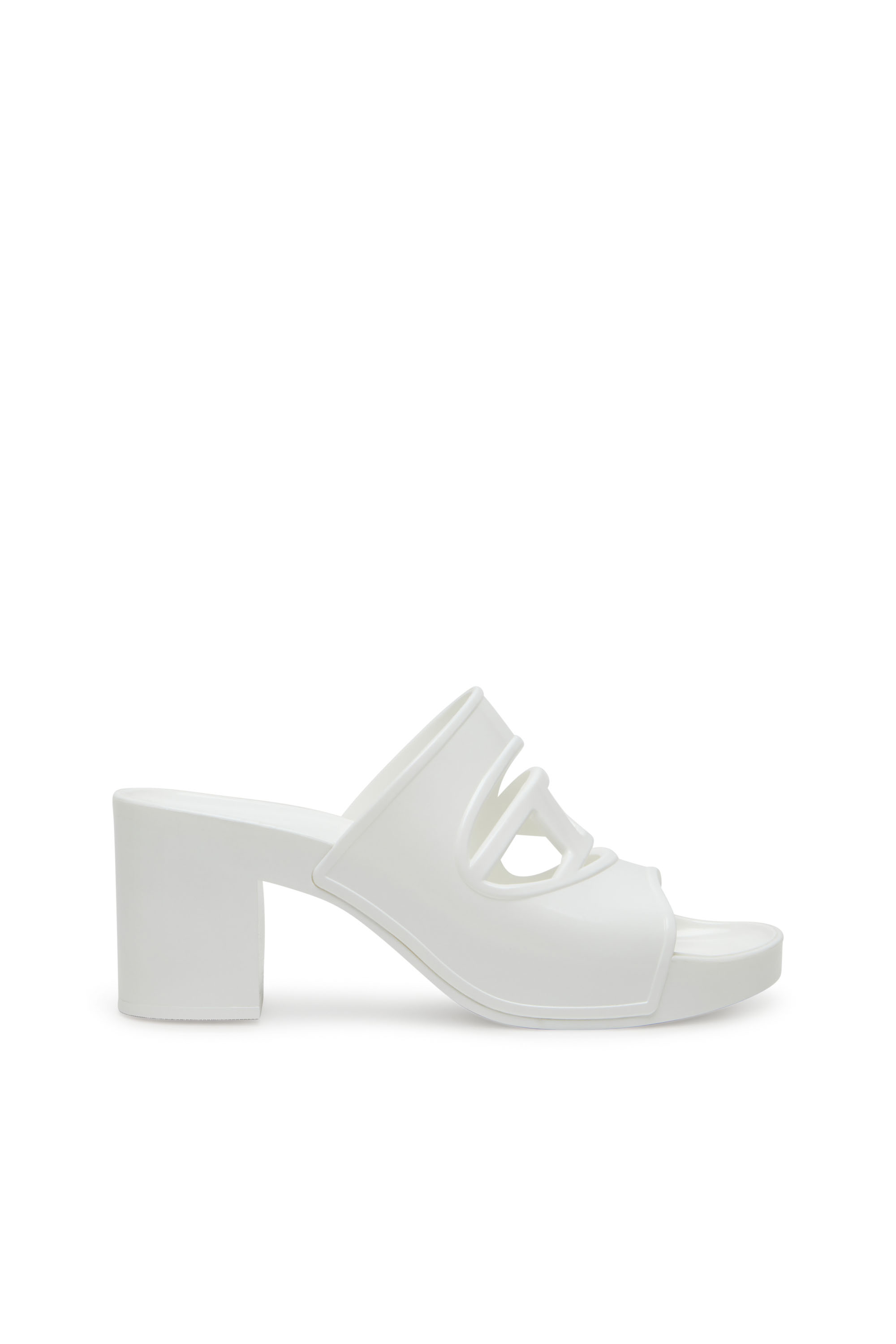 Diesel - SA-BONNIE, Sa-Bonnie-Slides en caoutchouc à talons avec logo ajouré Femme in Blanc - 1