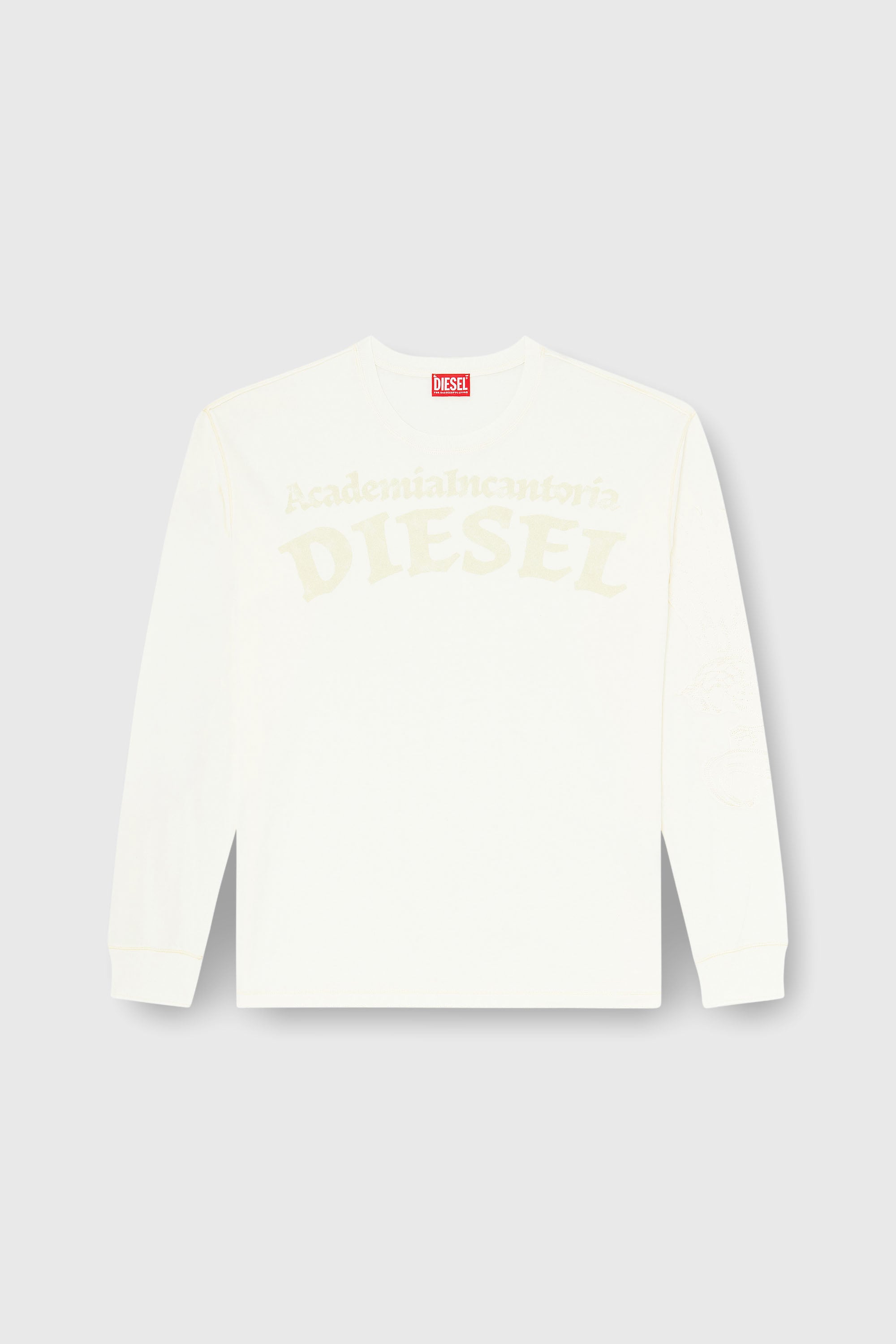 Diesel - T-NORM-LS-AA3, Herren Langarm-T-Shirt mit Prints und Patches in Wei&szlig; - 2