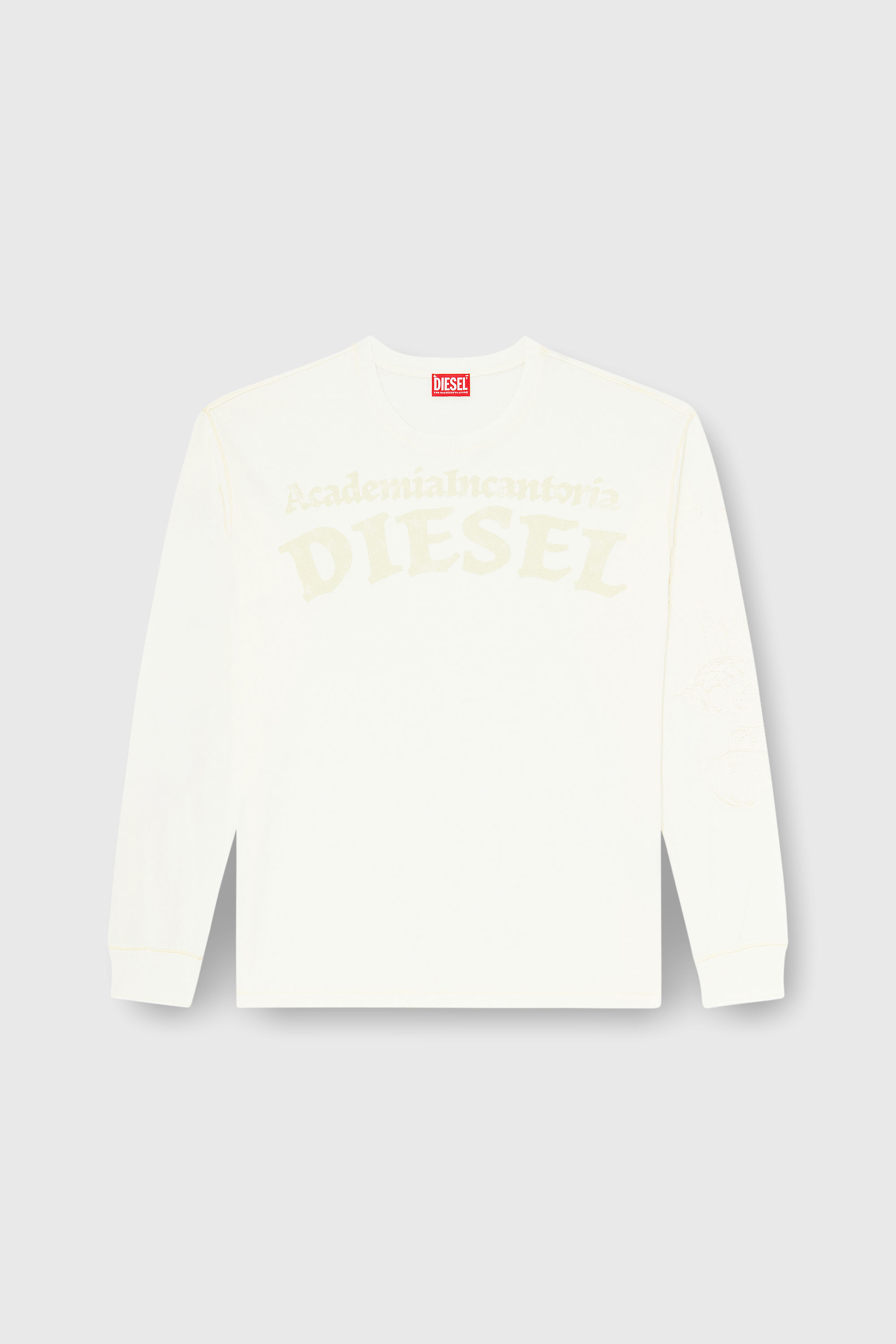 Diesel - T-NORM-LS-AA3, Herren Langarm-T-Shirt mit Prints und Patches in Wei&szlig; - 2