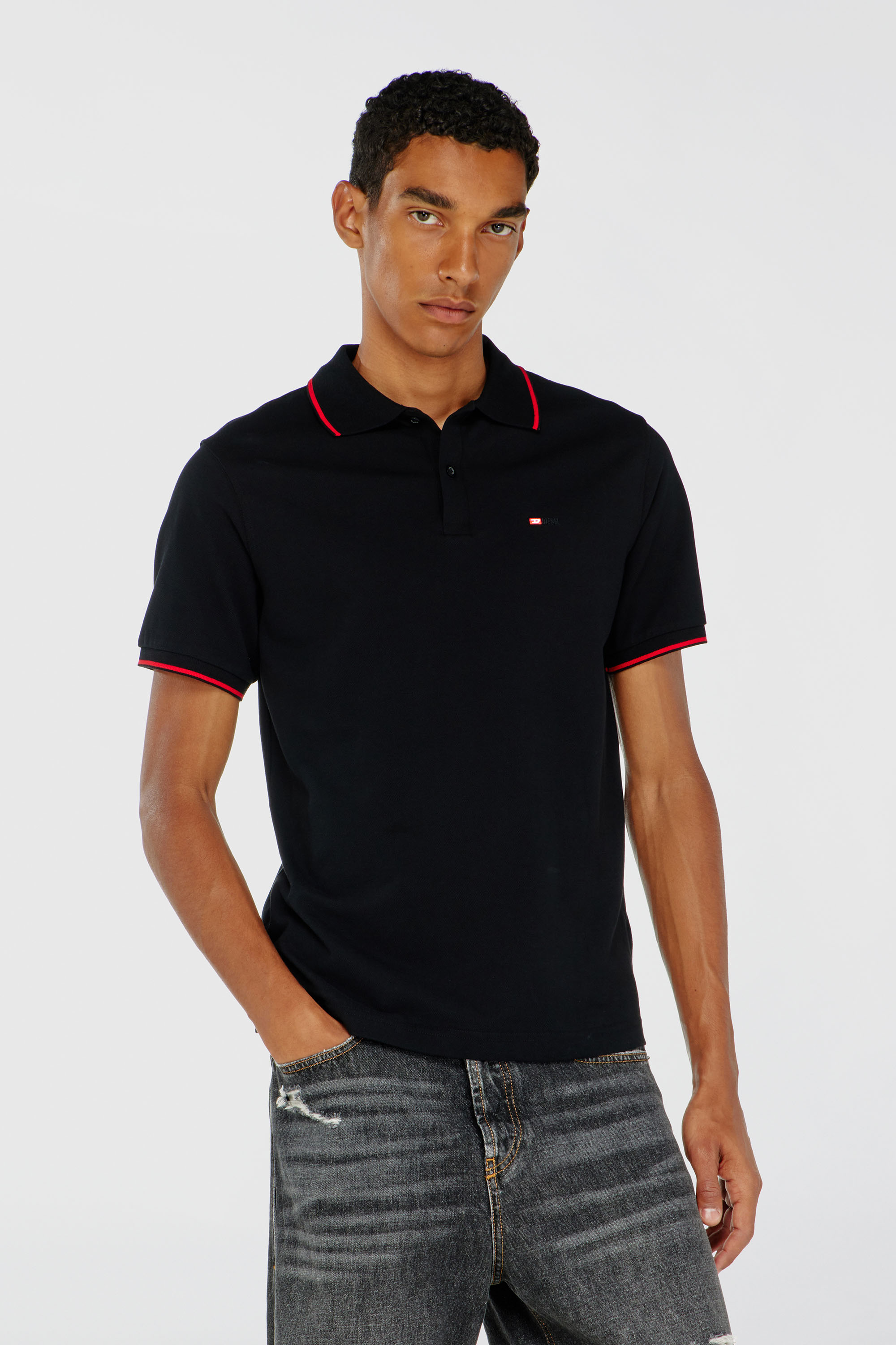 Diesel - T-FERRY-MICRODIV, Polo con micro ricamo Diesel Uomo in Nero - 3