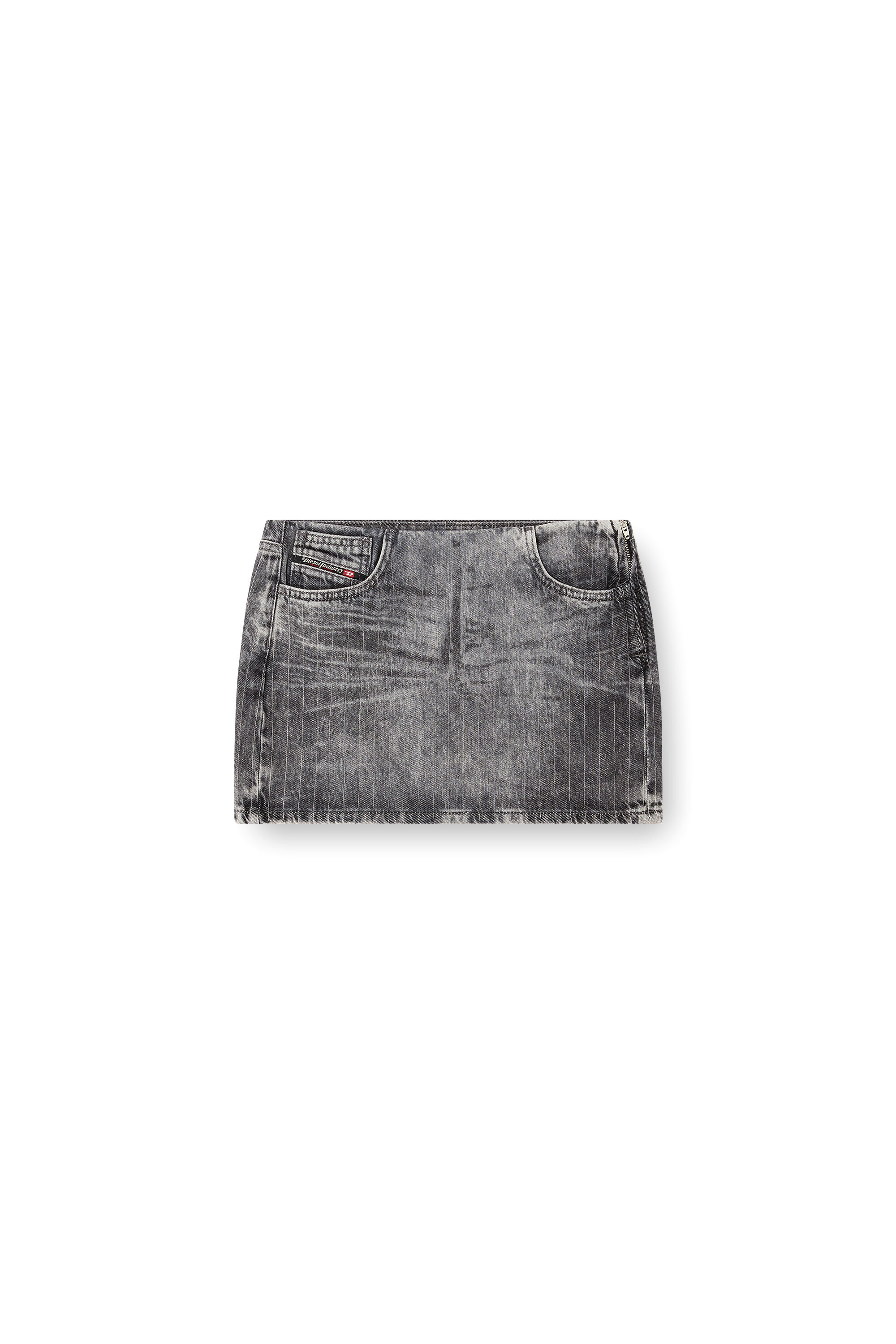 Diesel - DE-PRA-MINI-S3, Minijupe tailleur en denim à rayures Femme in Gris - 3