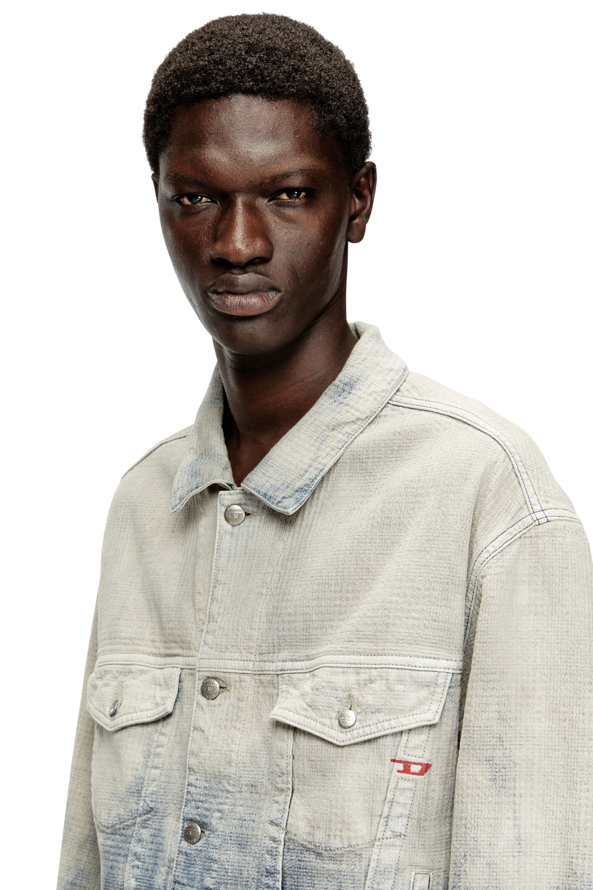 Diesel - D-RANGER, Veste trucker en denim jacquard Prince de Galles Mixte in Polychrome - 5