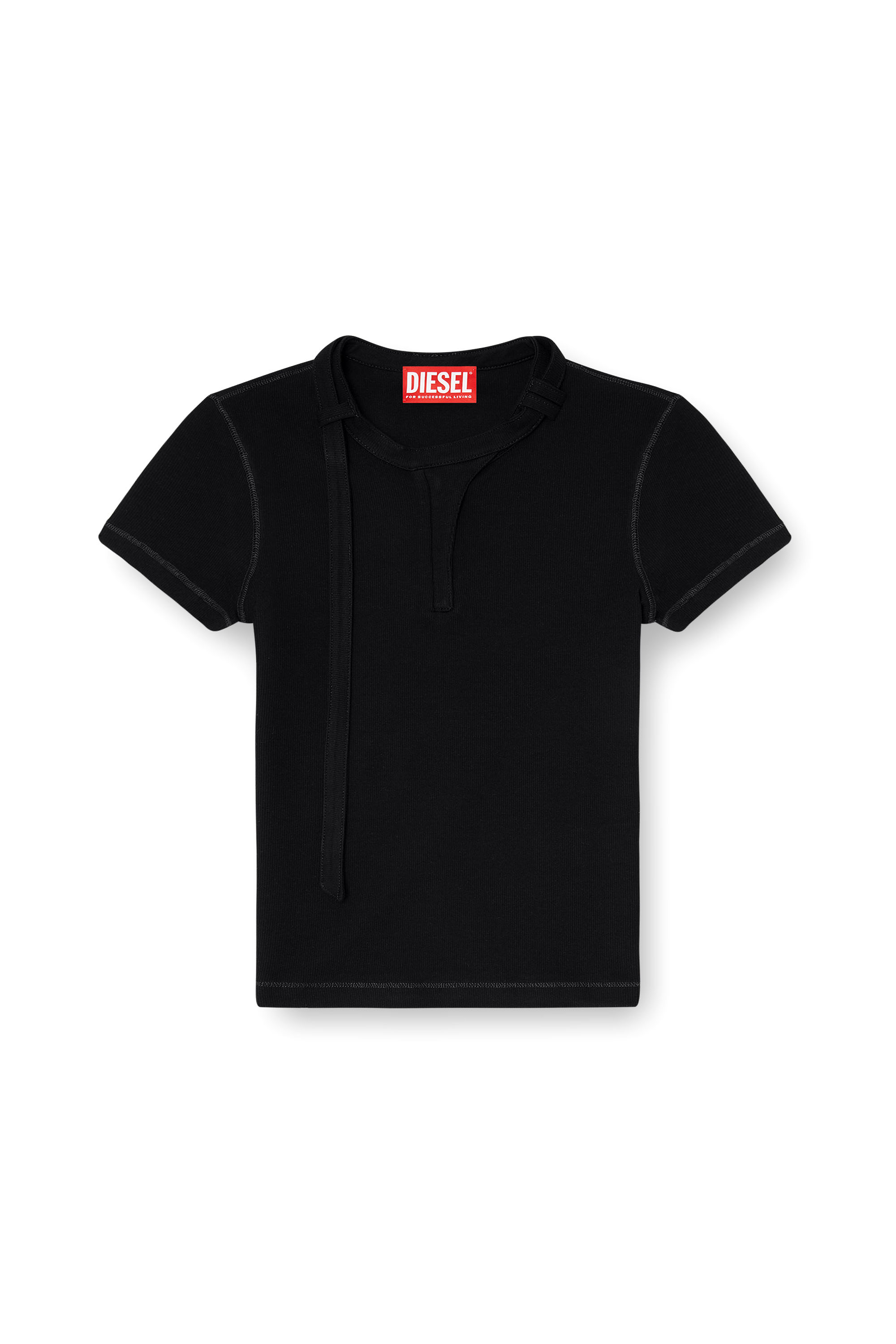 Diesel - T-IARAS, Damen Ripp-Jersey-Top mit Biker-Nackenriemen in Schwarz - 3