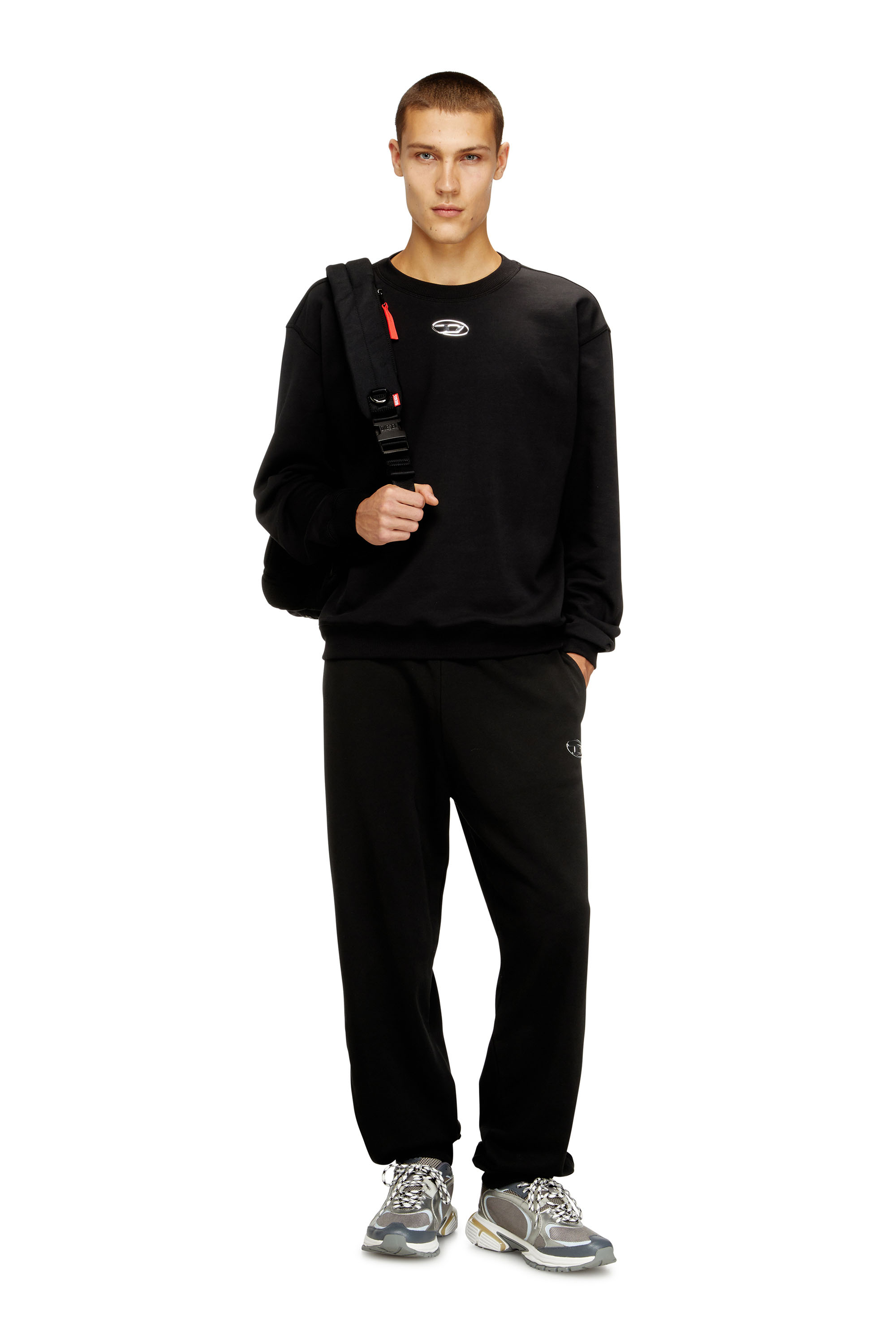 Diesel - S-NORM-IOD, Pull régulier avec Oval D métallique Homme in Noir - 2