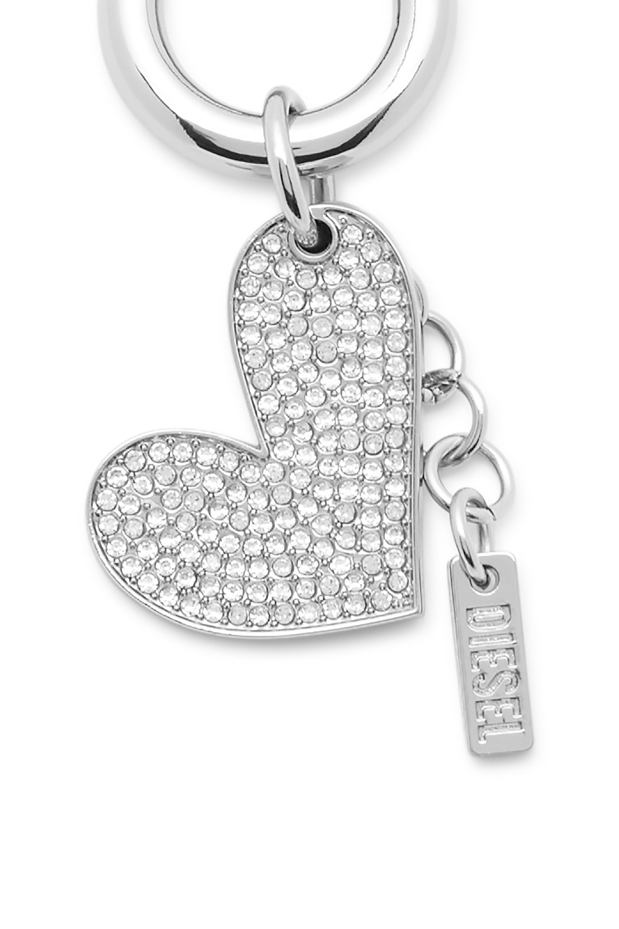 Diesel - CHARM-HEART, Charm a forma di cuore in metallo con strass Donna in Argento - 3