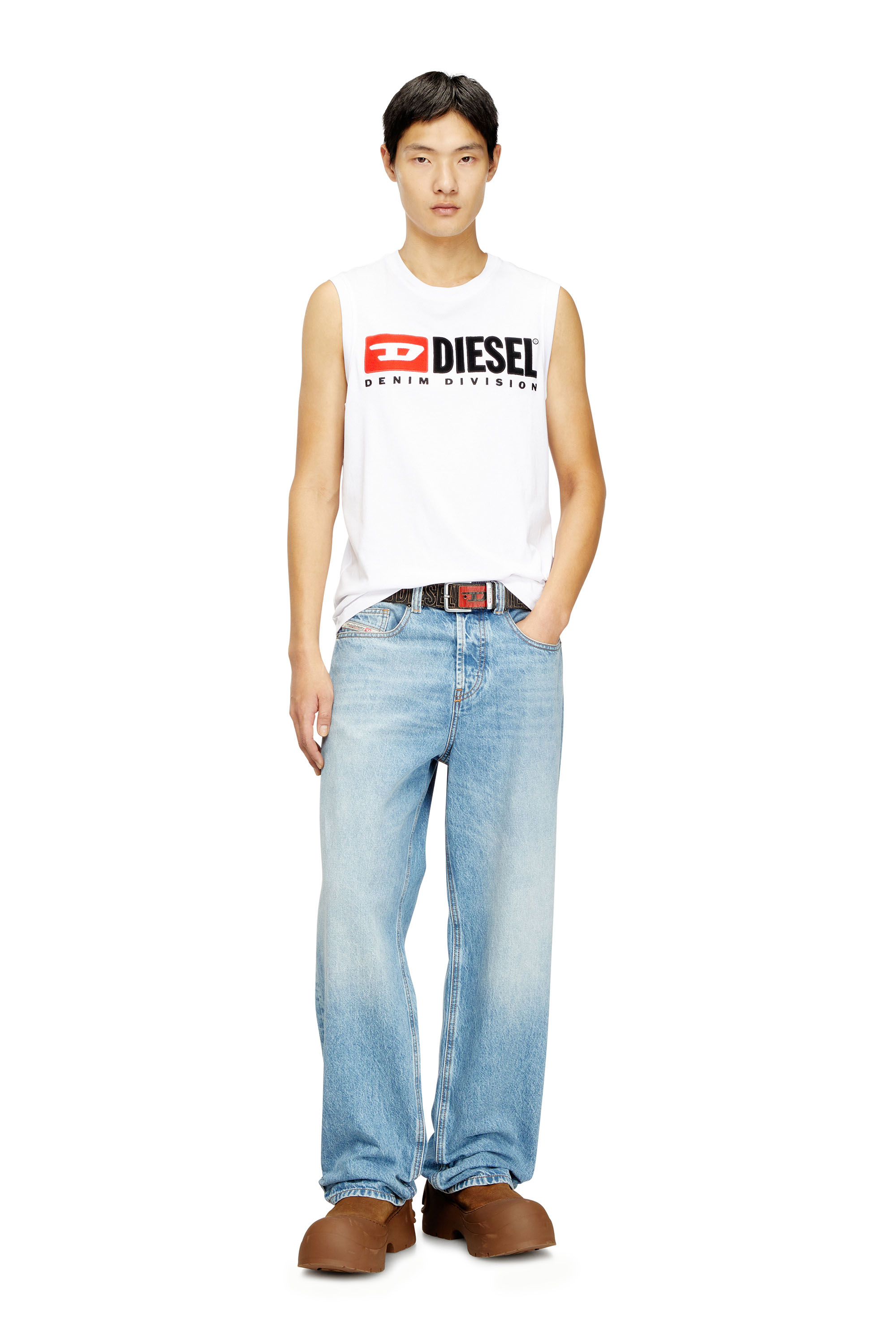 Diesel - T-ISCO-DIV, Herren Tanktop mit Logo-Print vorn in Weiß - 1