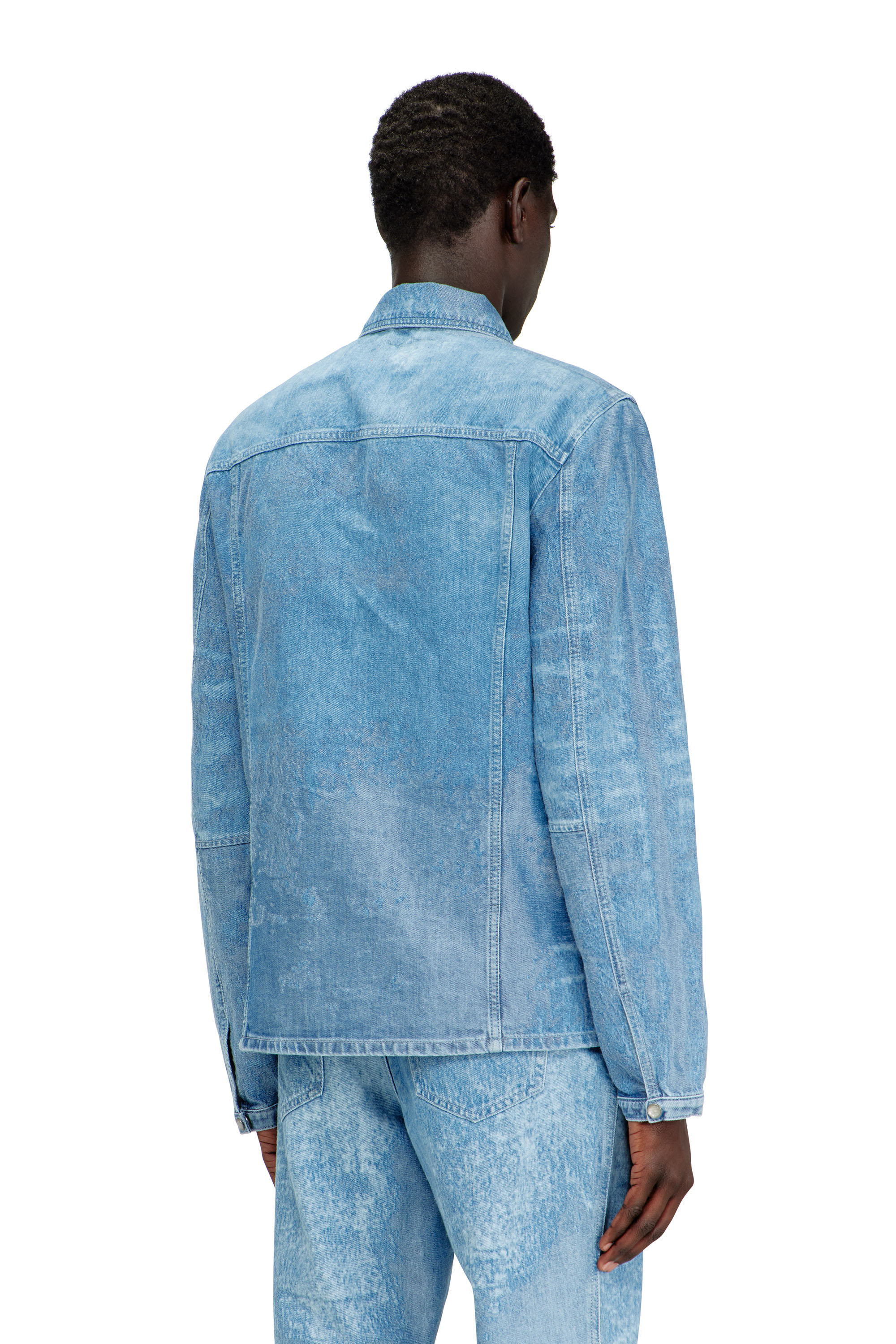 Diesel - D-SERON-FSI, Veste en denim satin&eacute; Homme in Bleu - 4