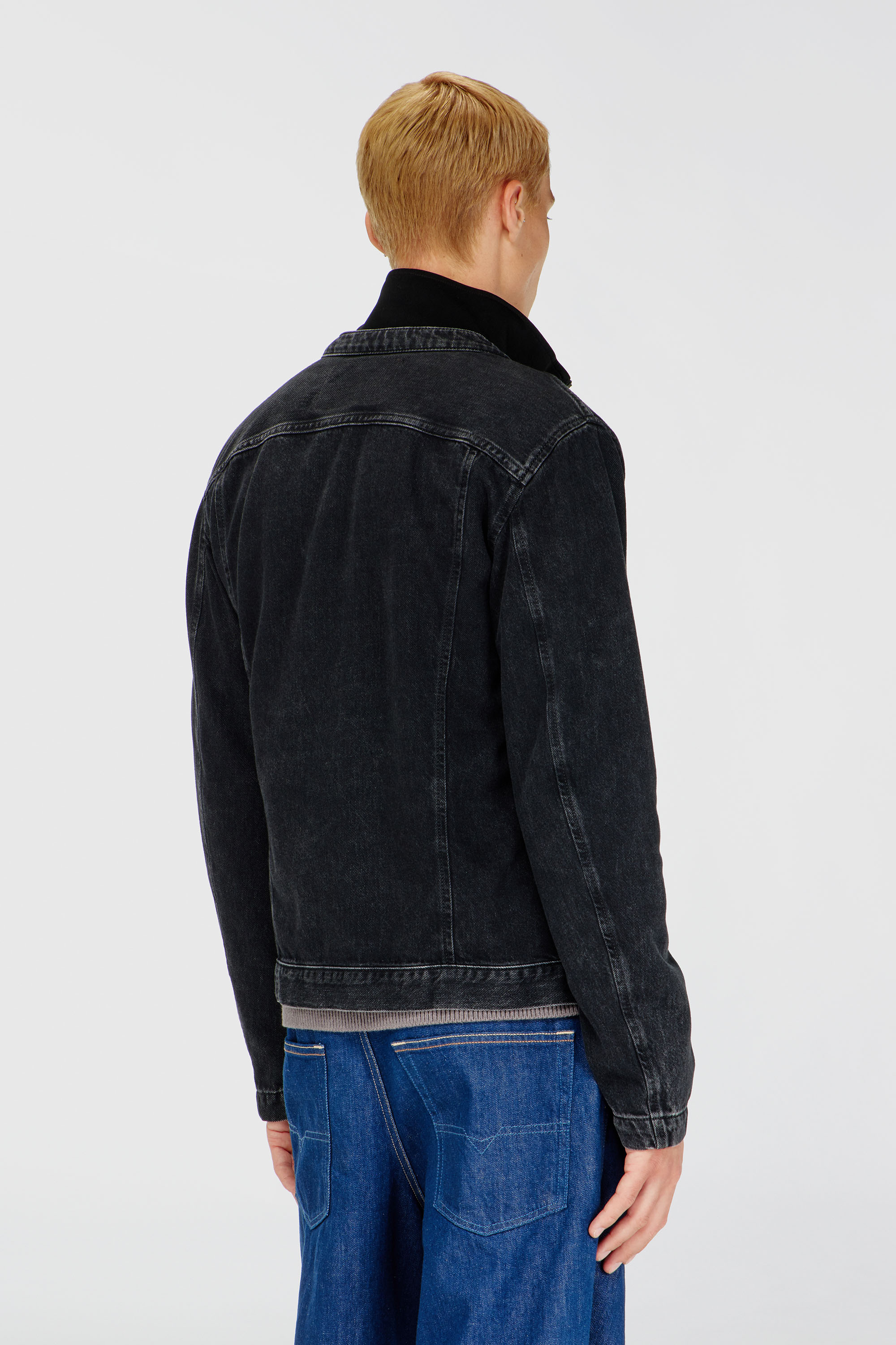 Diesel - D-GLORY, Herren Bikerjacke aus sauber gewaschenem Denim in Schwarz - 4