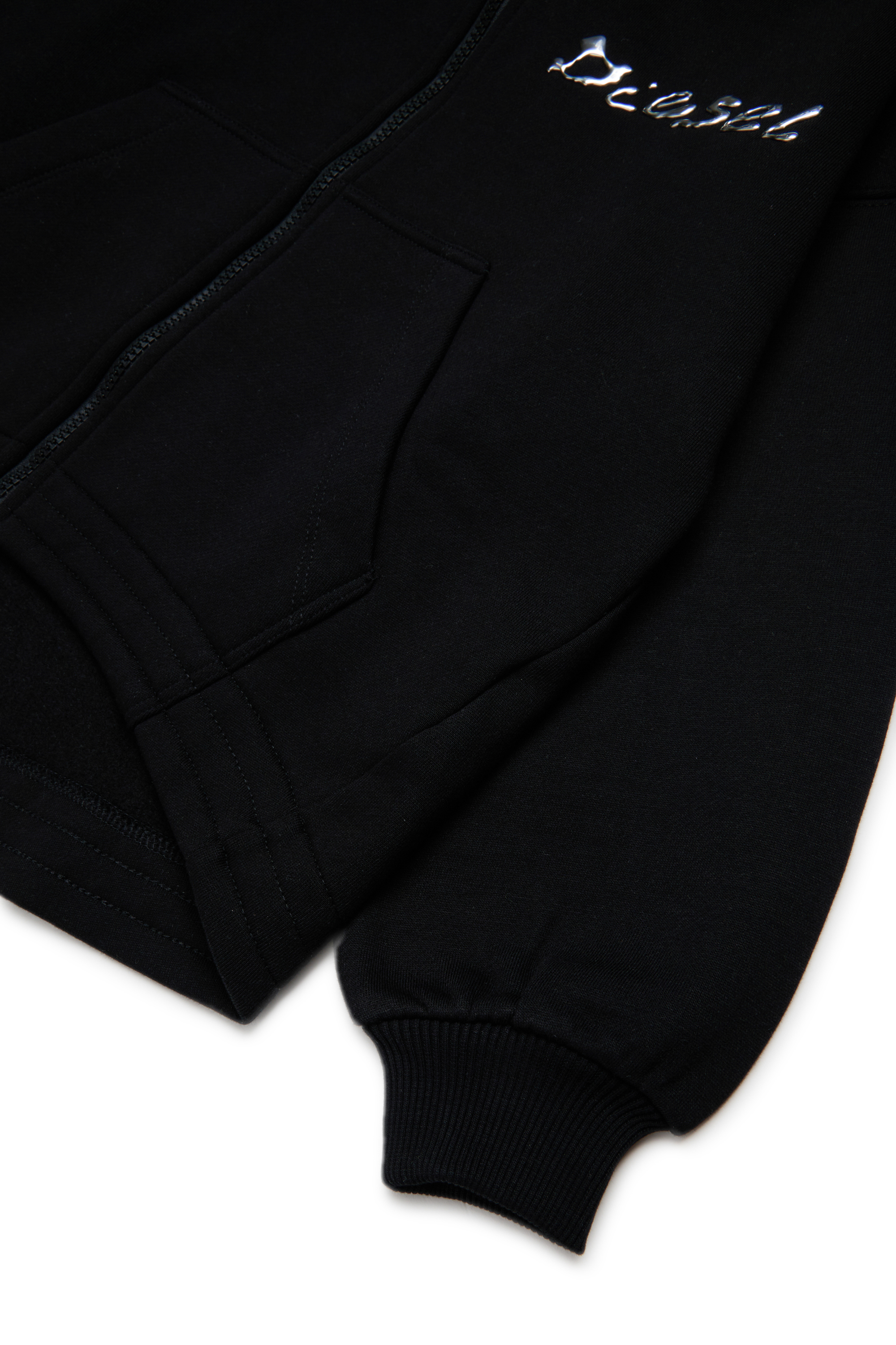 Diesel - STRISTANA, Damen Kapuzenjacke aus Baumwolle mit Reißverschluss in Schwarz - 4