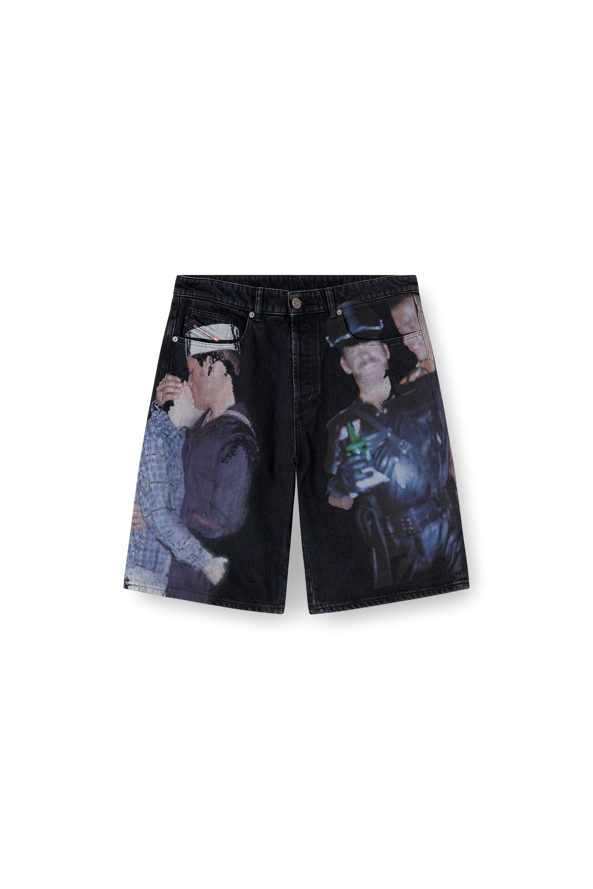 Diesel - PR-D-RIXFORD-S, Unisex Denim-Shorts mit mehrfarbigem Print in Schwarz - 6