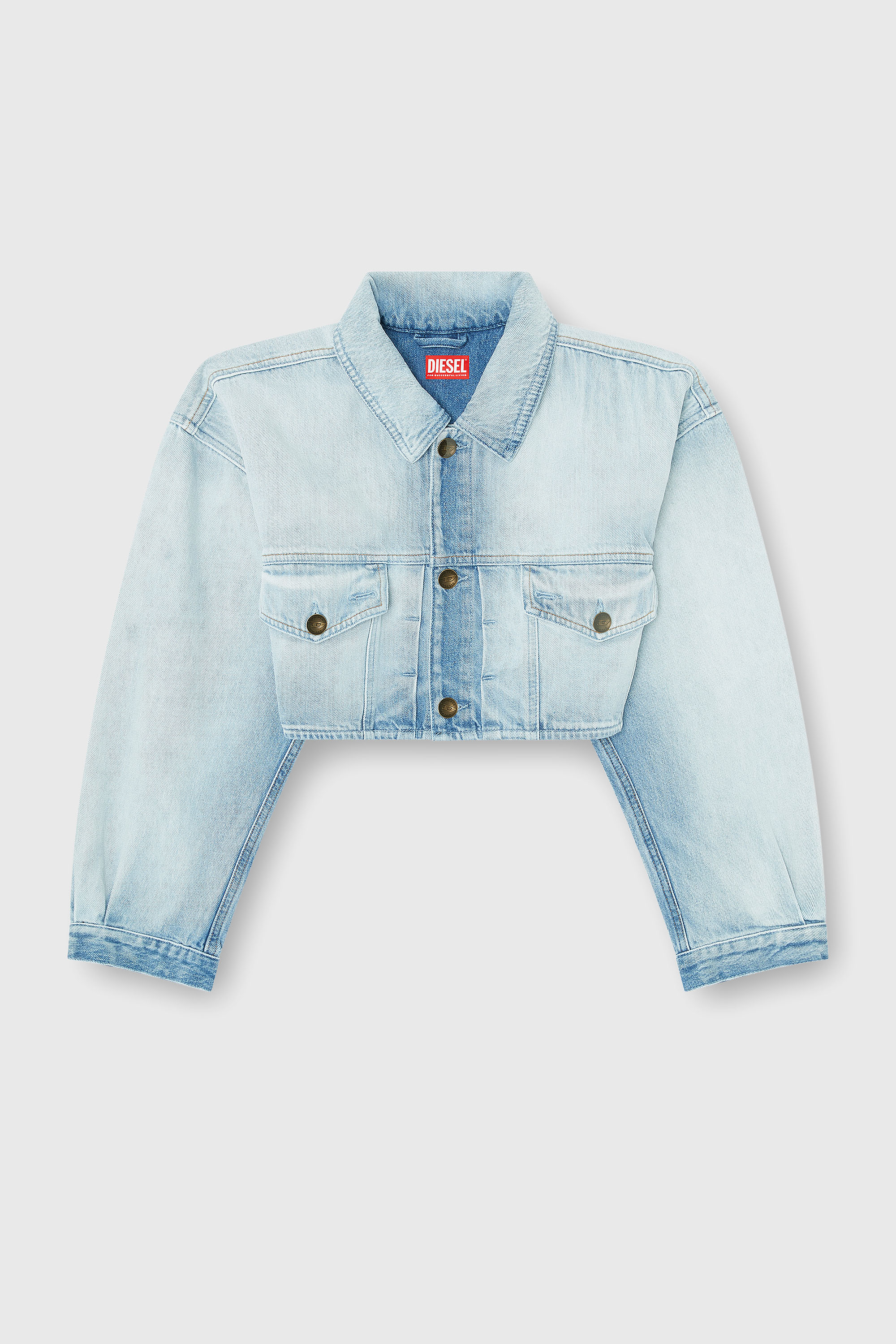Diesel - DE-MALLEY-S, Veste trucker courte et oversize Femme in Bleu - 2