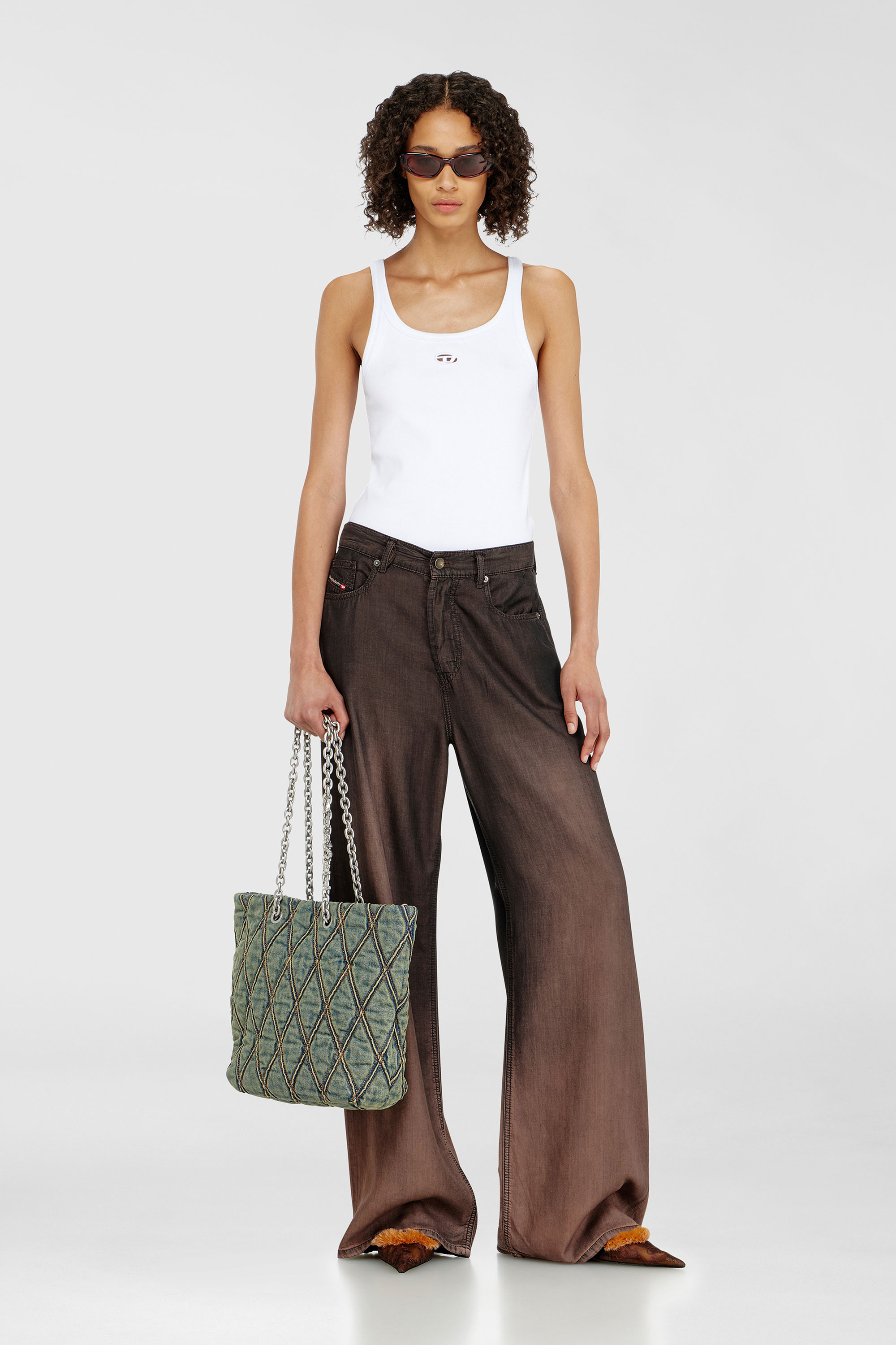 Diesel - T-WIFE-OD, Canotta slim con Oval D tagliato al laser Donna in Bianco - 2