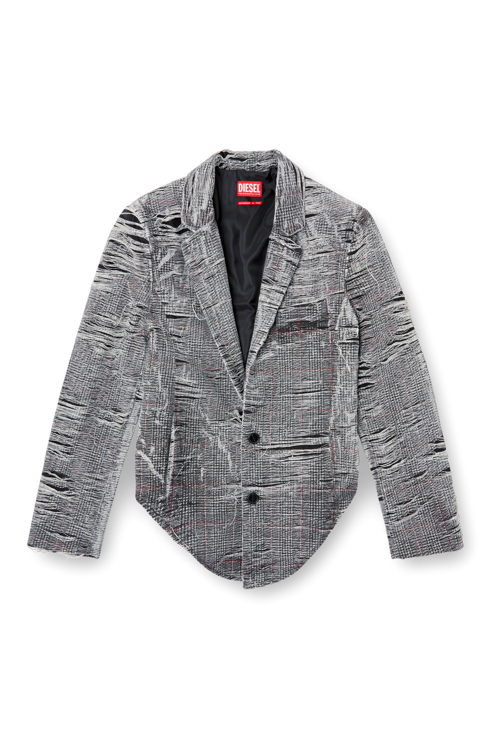 Diesel - DE-PHONIX-FSG, Damen Blazer aus vielgetragenem Prince-of-Wales-Denim in Grau - 3