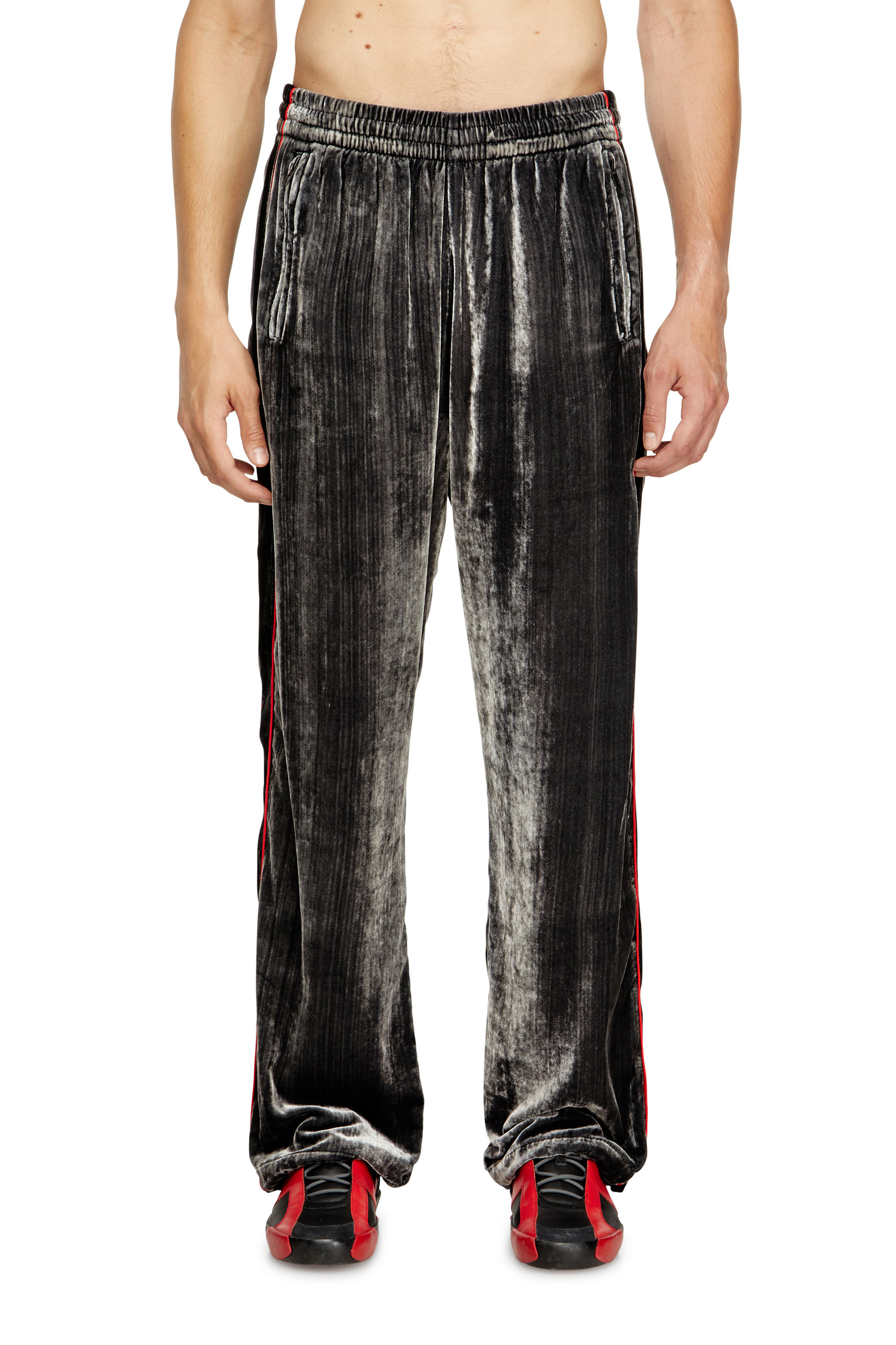 Diesel - P-HAY, Pantalon de survêtement en velours traité Homme in Gris - 1