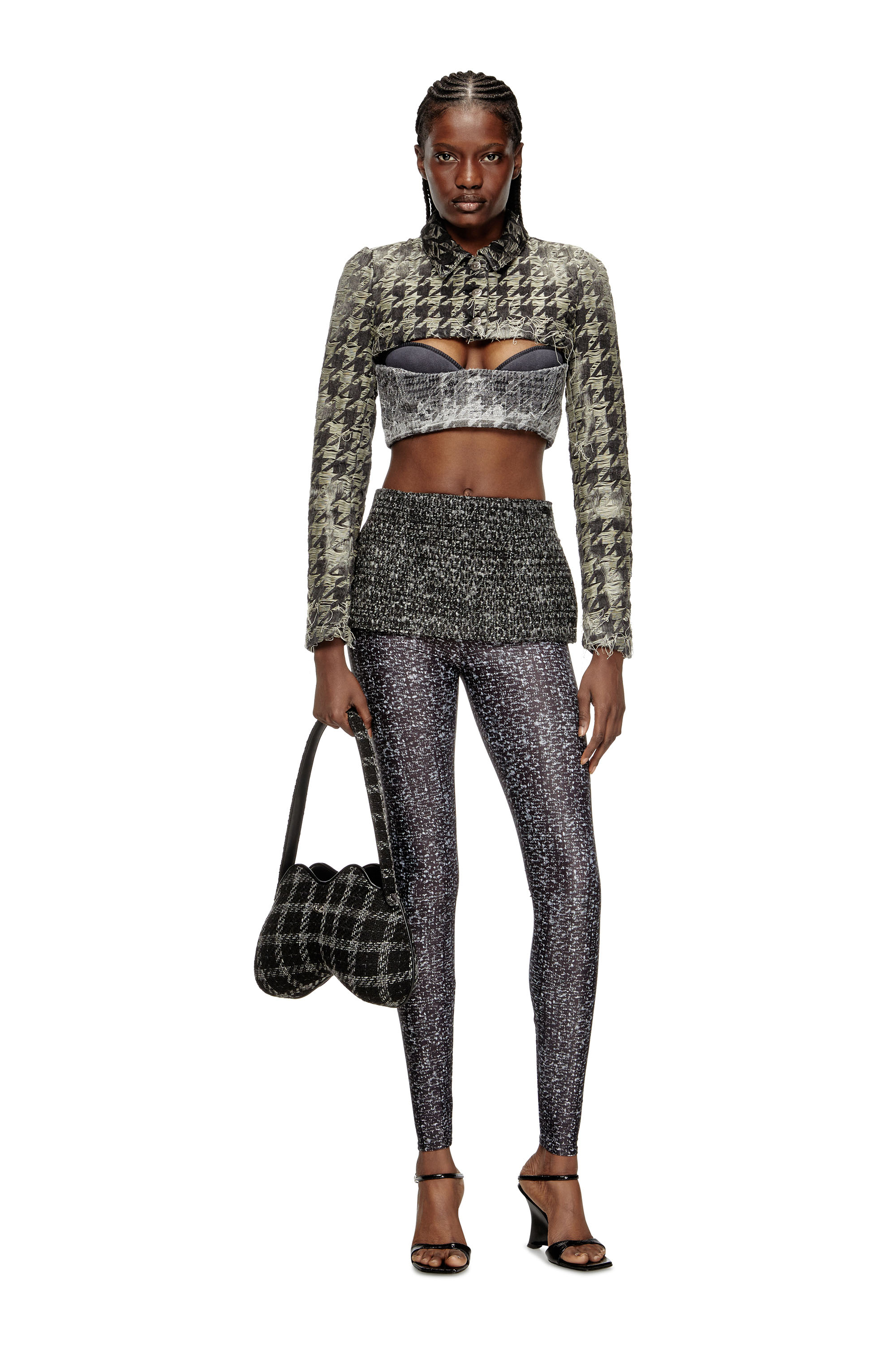 Diesel - P-HOUR, Damen Bouclé-Rock mit Leggings in Schwarz - 2
