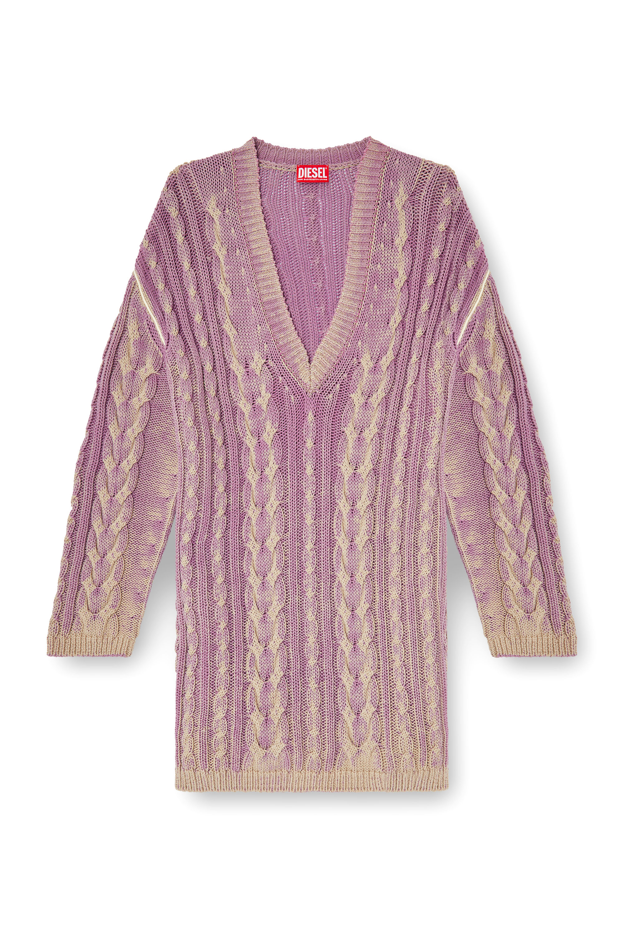 Diesel - M-ELGA, Robe pull courte en maille torsad&eacute;e Femme in Violet - 2