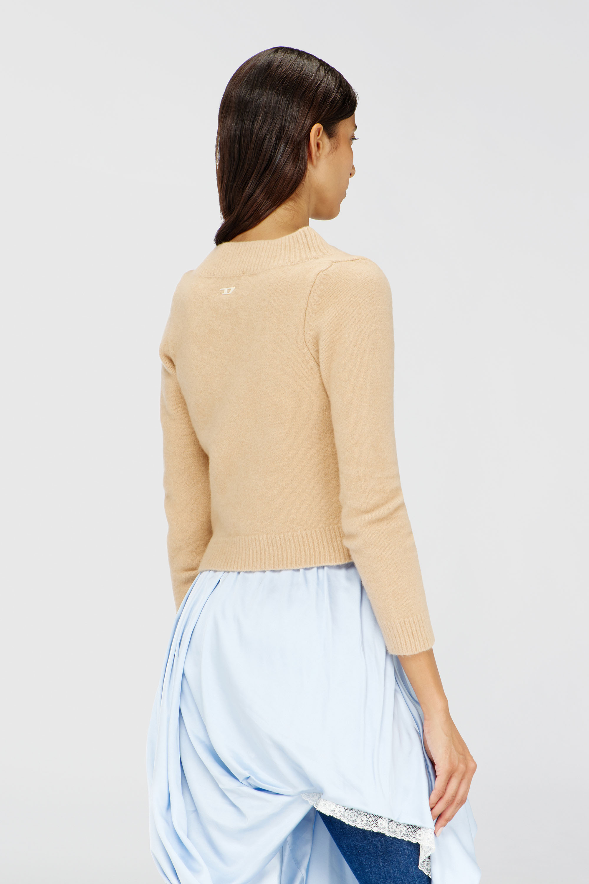 Diesel - M-AVA, Woman's Cropped cardigan in wrinkled boiled knit in Beige - 4