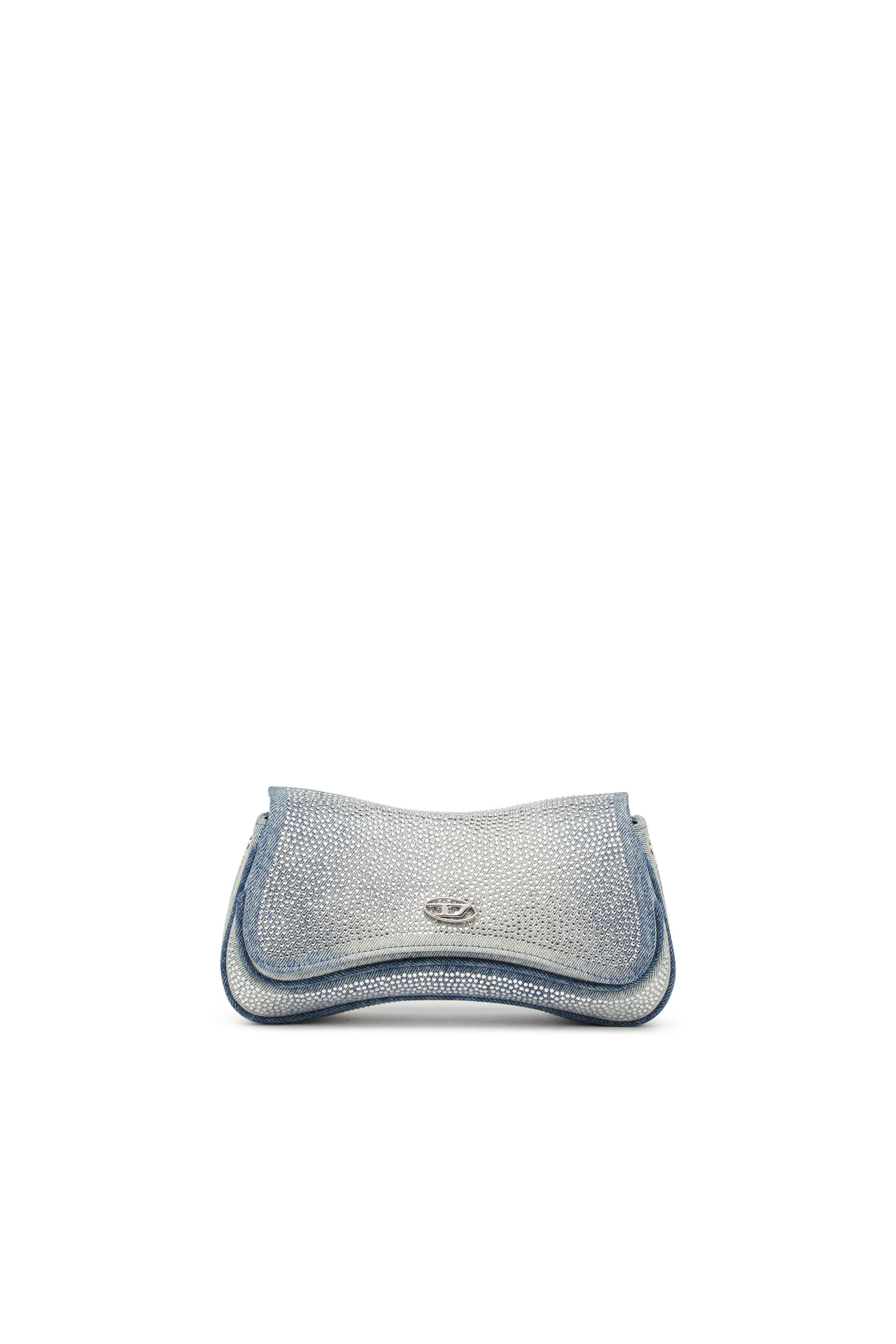 Diesel - PLAY CLUTCH, Damen Play-Kristall-Clutch aus solarisiertem Denim in Hellblau - 1