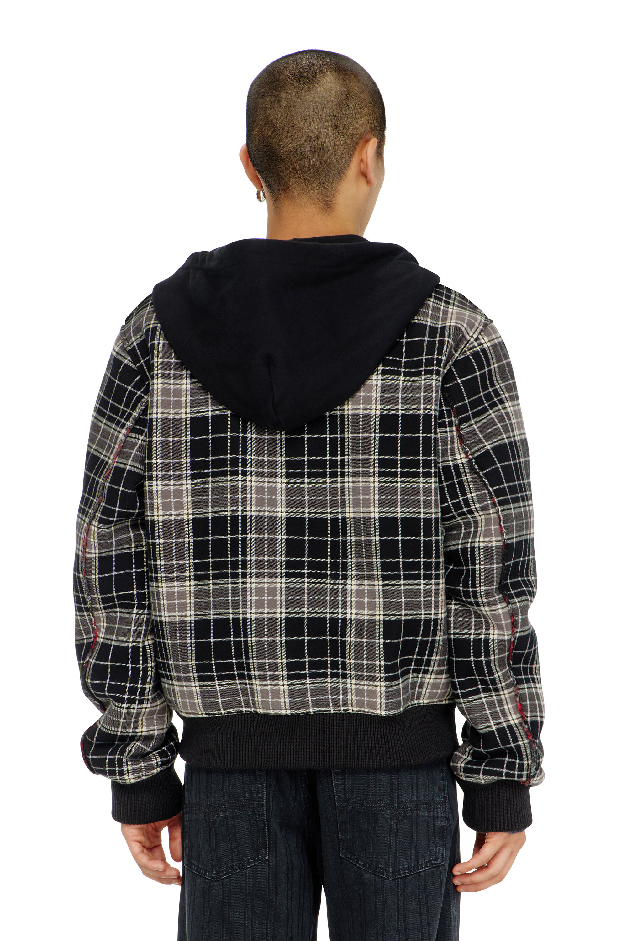 Diesel - W-KUNST, Blouson bomber &agrave; carreaux avec int&eacute;rieur effet teddy Homme in Polychrome - 4