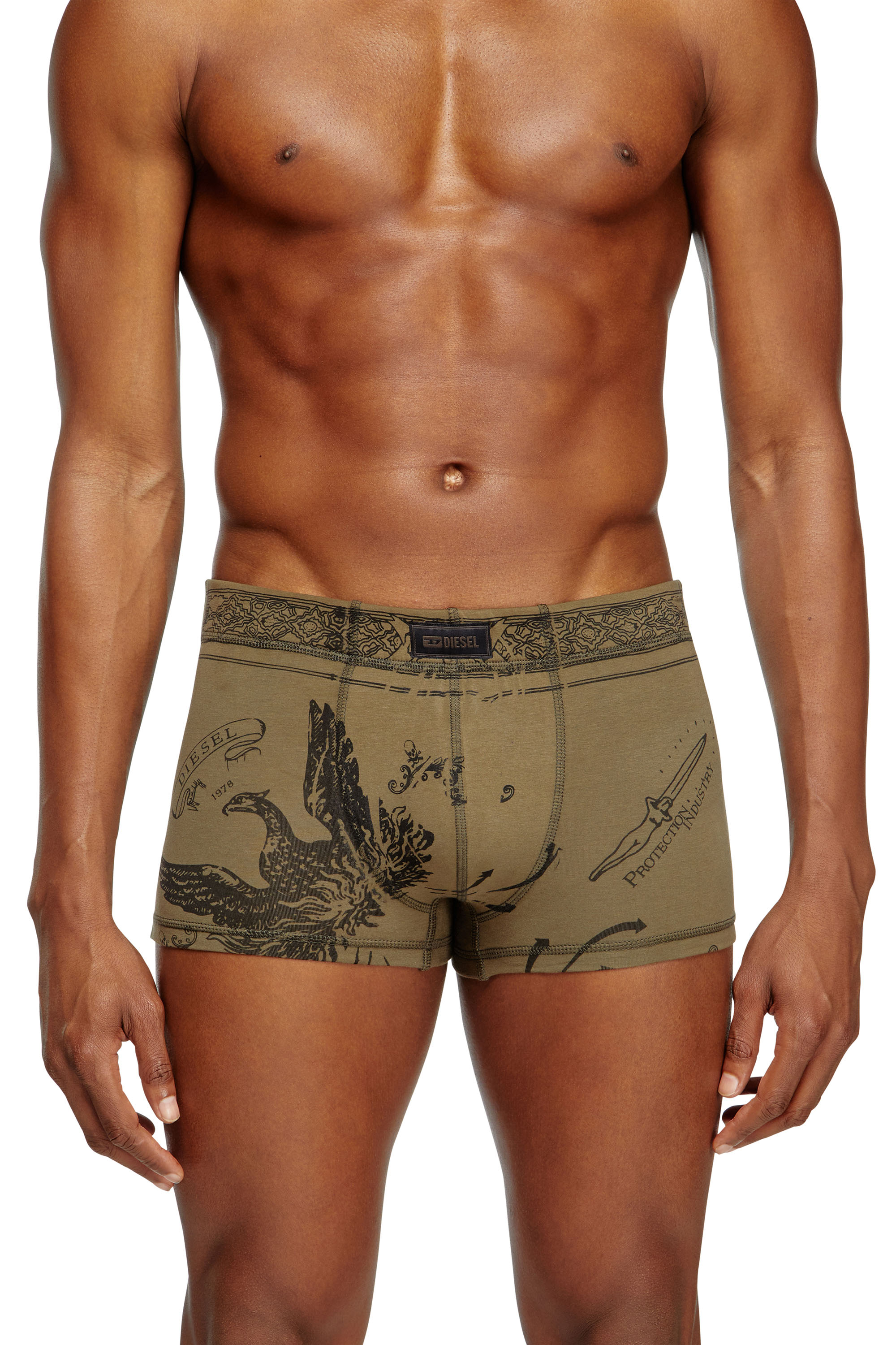 Diesel - DAMIEN-UTLT, Boxer avec imprimé phénix Homme in Vert - 1