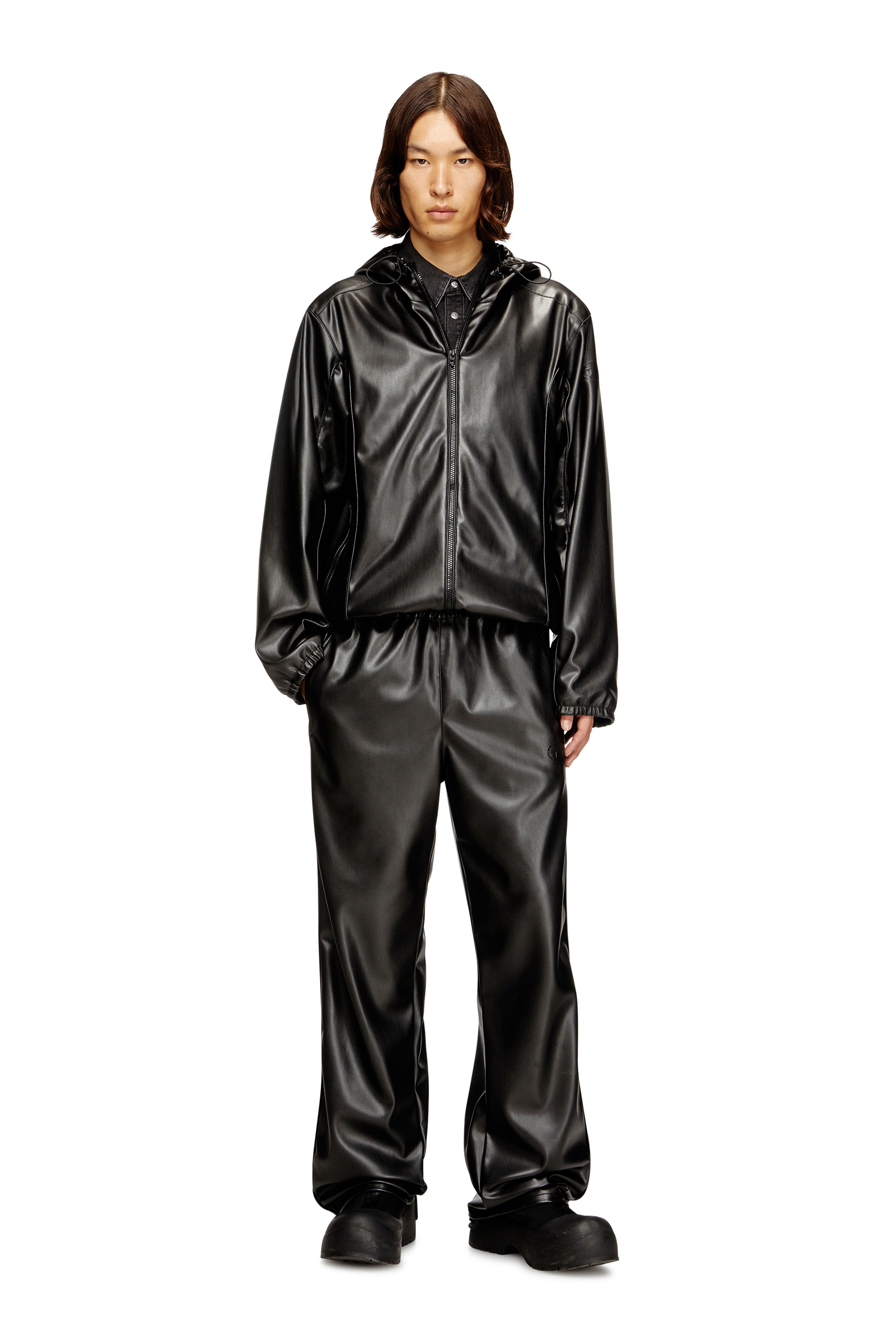 Diesel - J-HIVES-PGBX, Coupe-vent à capuche en tissu enduit Homme in Noir - 2