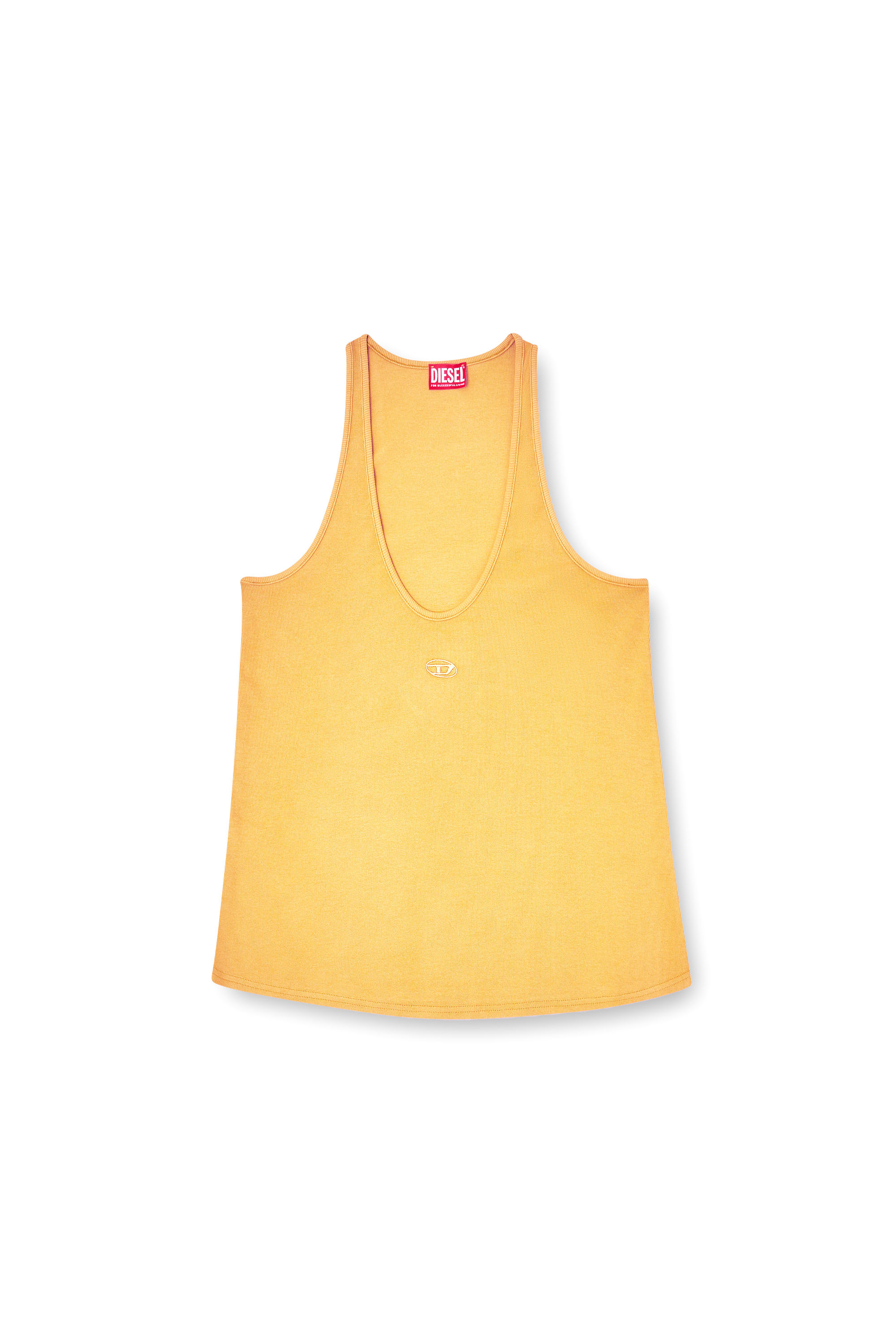Diesel - T-IPSYA-LKDS, Débardeur côtelé avec Oval D Femme in Orange - 2