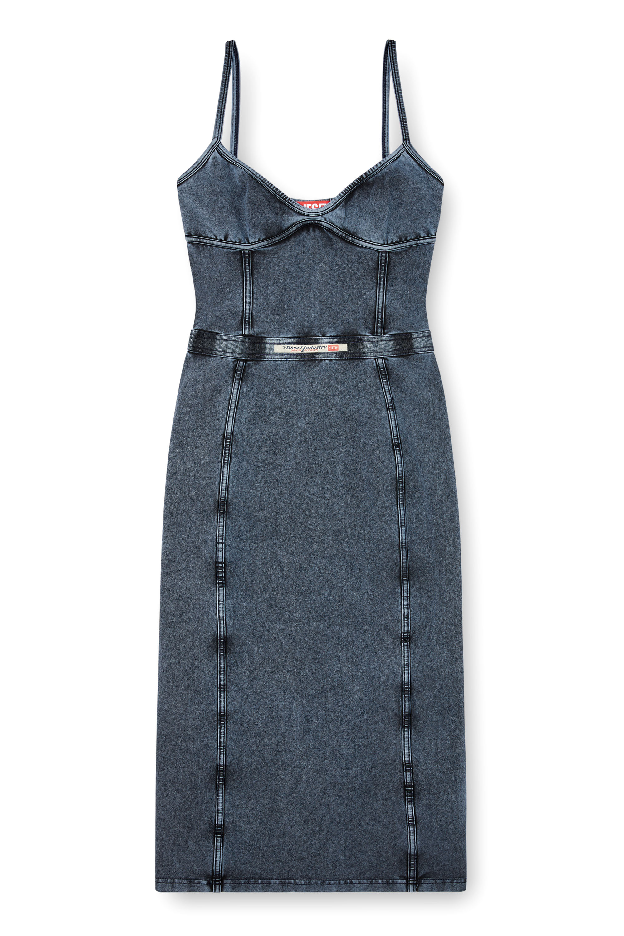 Diesel - D-ONY, Robe midi en jersey effet denim Femme in Bleu - 3